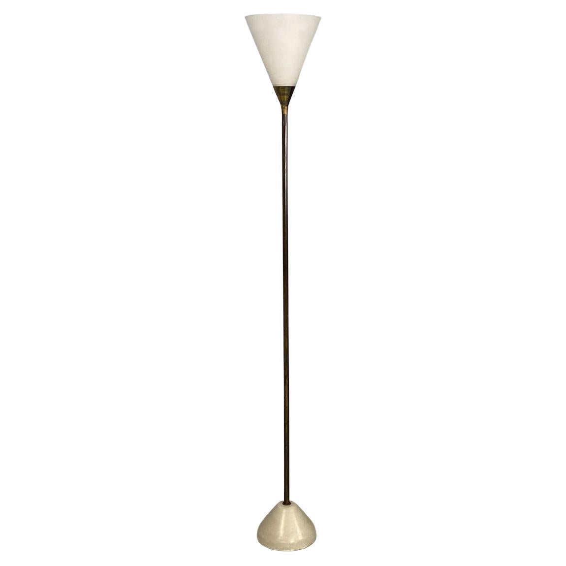 Italienische Stehlampe aus Messing, Glas und Eisen aus der Mitte des Jahrhunderts, 1950er Jahre