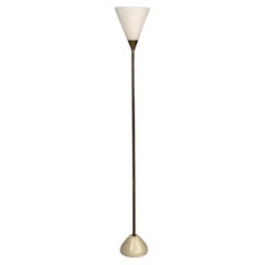 Italienische Stehlampe aus Messing, Glas und Eisen aus der Mitte des Jahrhunderts, 1950er Jahre