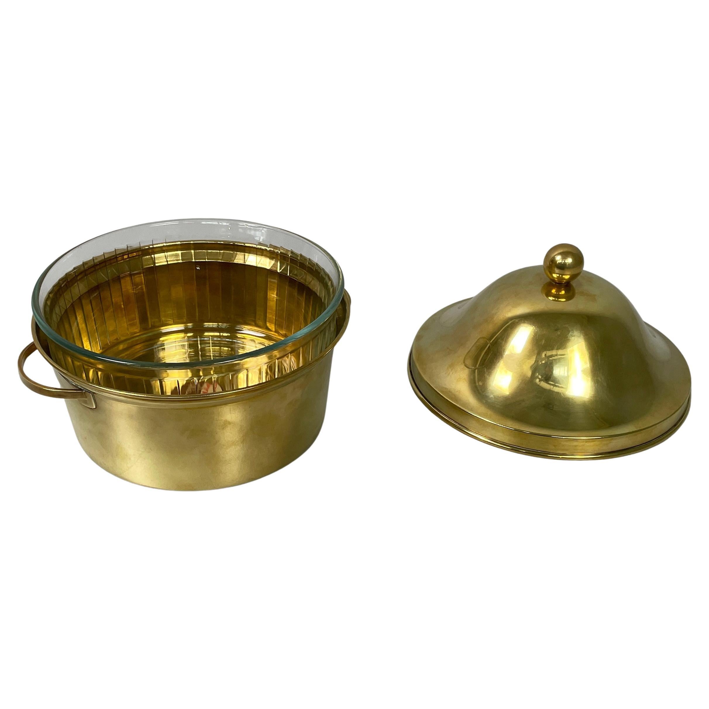 Italian mid-century modern brass glass tableware set by Gabriella Crespi, 1950s