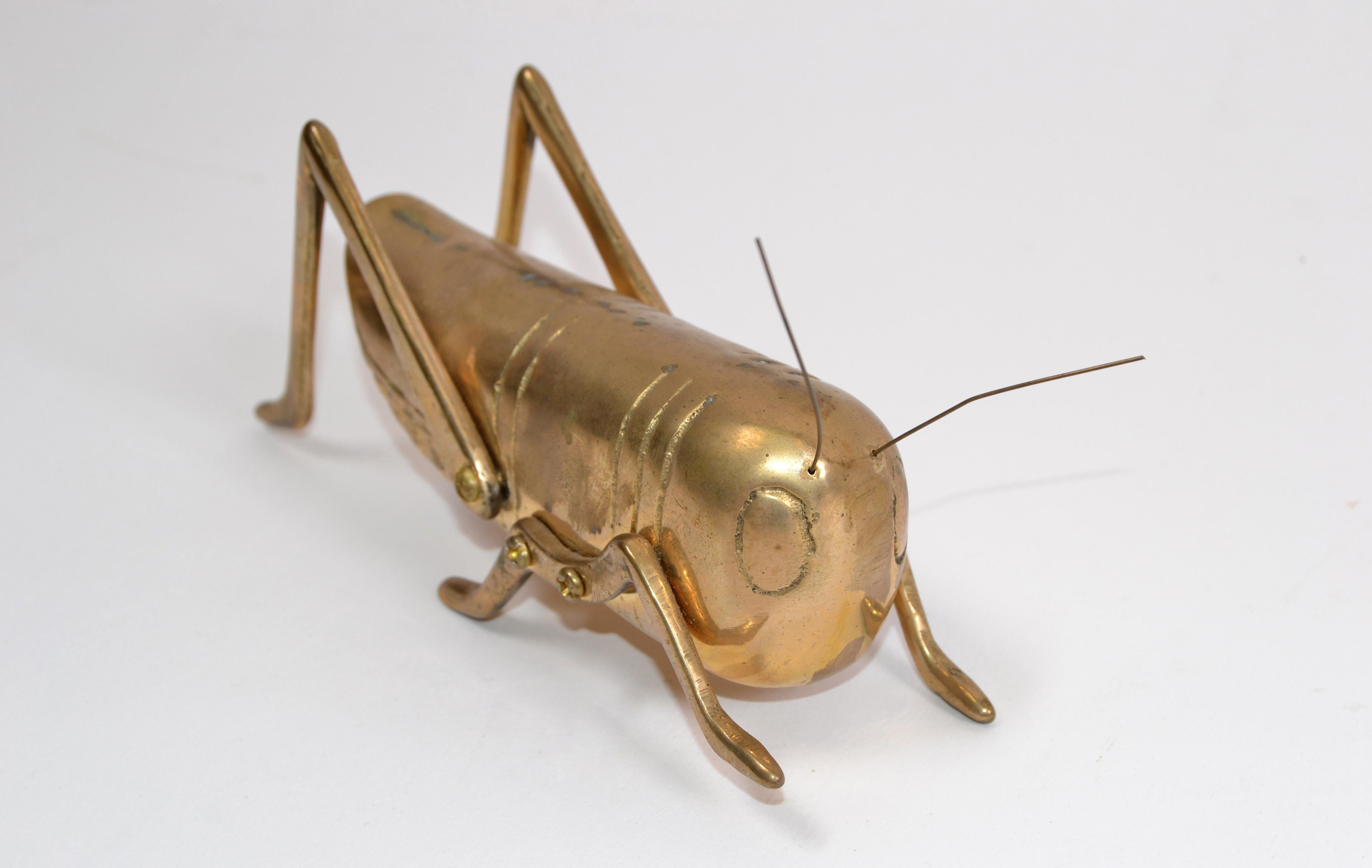 20th Century Italian Mid-Century Modern Brass Grasshopper Sculpture, Animal Sculpture, 1970