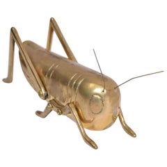 Vintage Italian Mid-Century Modern Brass Grasshopper Sculpture, Animal Sculpture, 1970