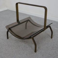 Italian mid-century modern brass magazine rack holder Fontana Arte, 1960s