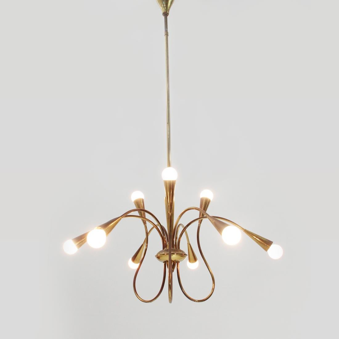 Italian Mid-Century Modern Brass Pendant Lamp, 1950s 1