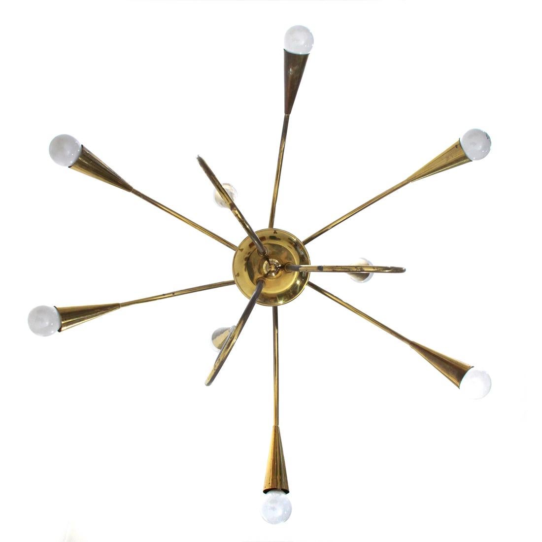 Italian Mid-Century Modern Brass Pendant Lamp, 1950s In Good Condition In Savona, IT