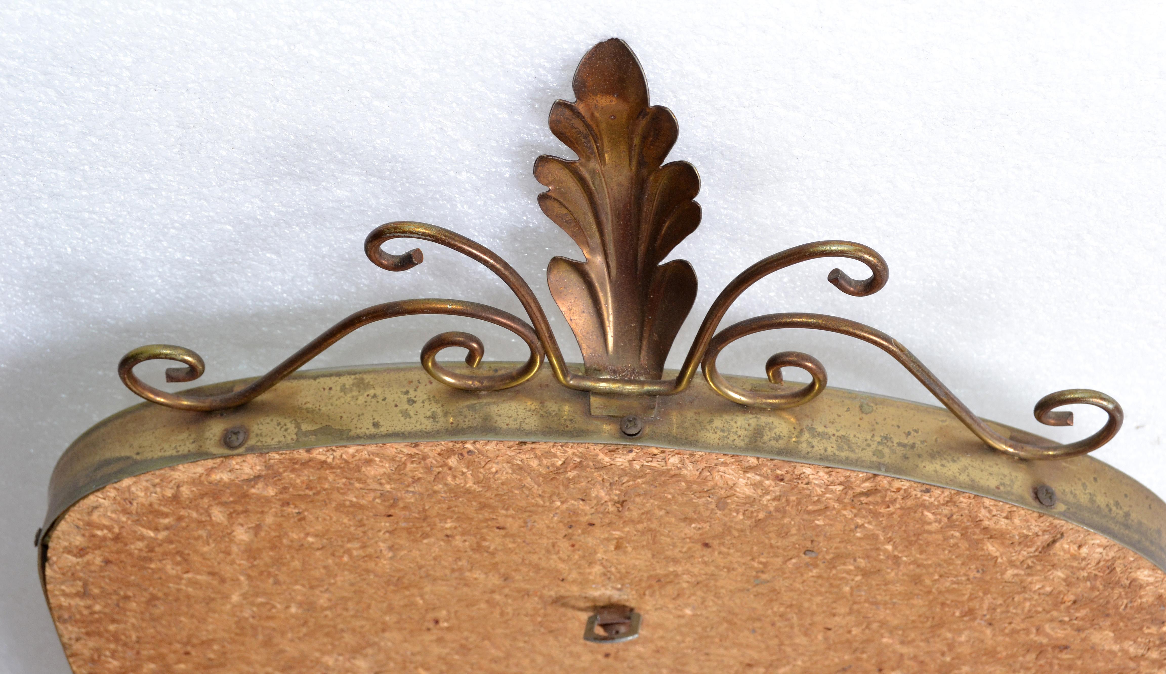 Italian Mid-Century Modern Brass Shield Mirror For Sale 1