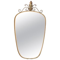 Italian Mid-Century Modern Brass Shield Mirror