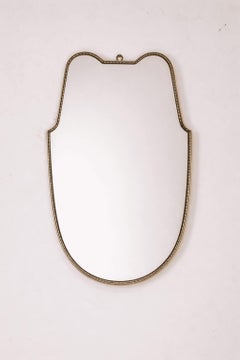 Italian Mid-Century Modern Brass Shield Mirror in the Style of Gio Ponti, 1960s