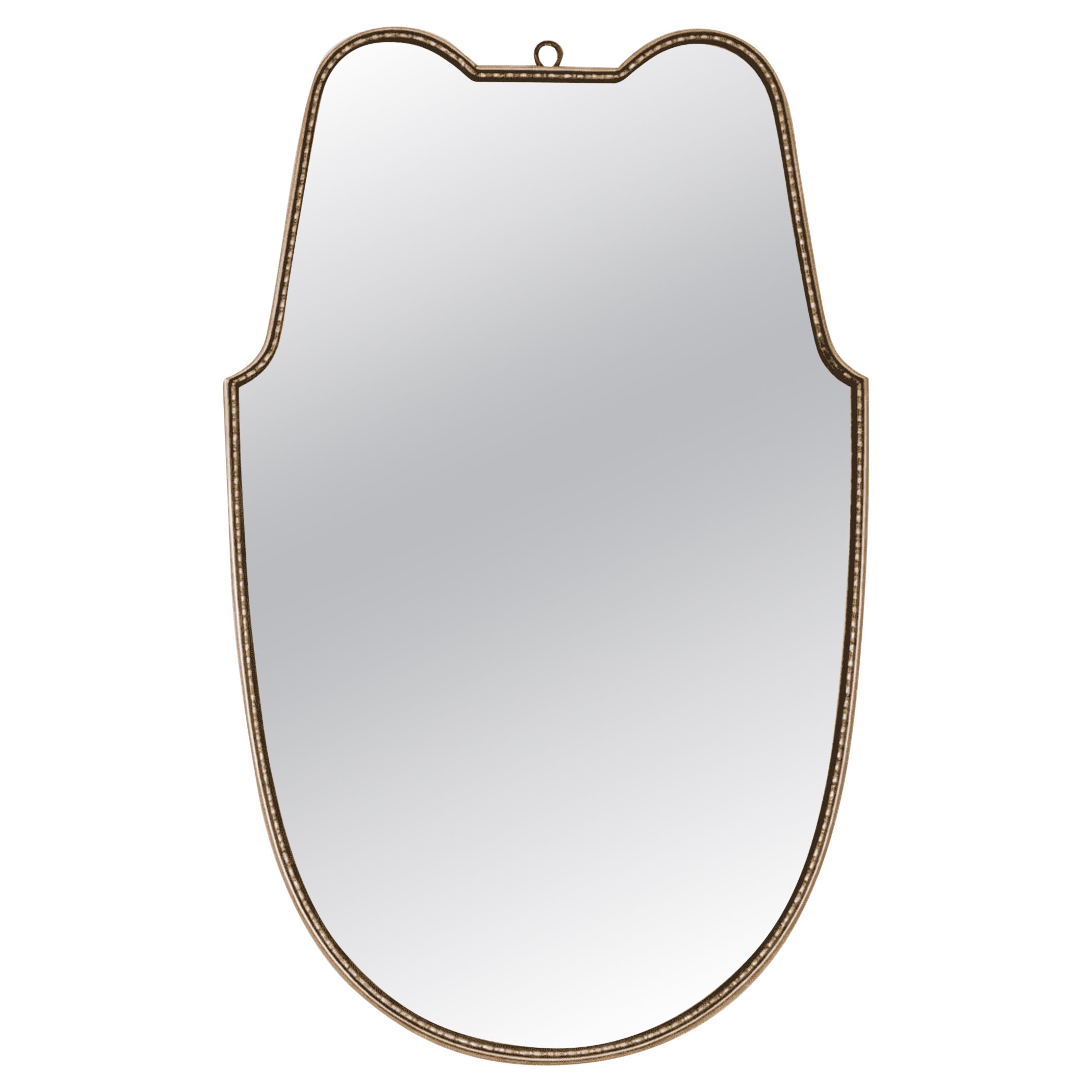 Italian Mid-Century Modern Brass Shield Mirror in the Style of Gio Ponti, 1960s