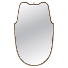 Italian Mid-Century Modern Brass Shield Mirror in the Style of Gio Ponti, 1960s