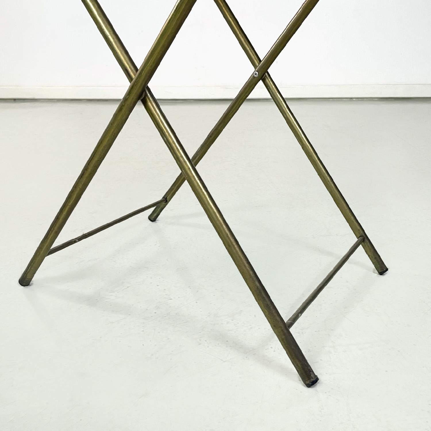 Italian mid-century modern brass structure and crystal top service table, 1960s in vendita 4