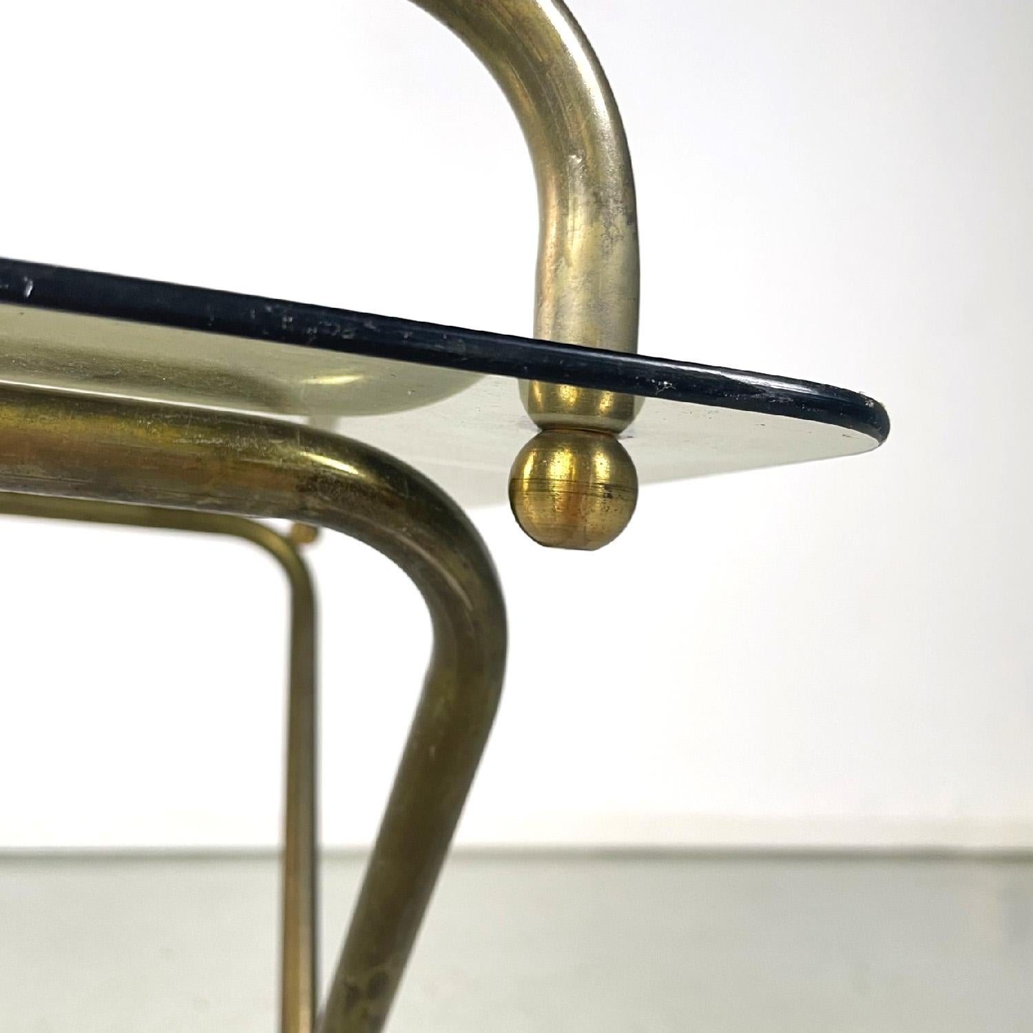 Italian mid-century modern brass structure and crystal top service table, 1960s For Sale 3
