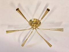 Italian Mid-Century Modern Brass Sunburst / Sunburst Flush Mount by Stilnovo