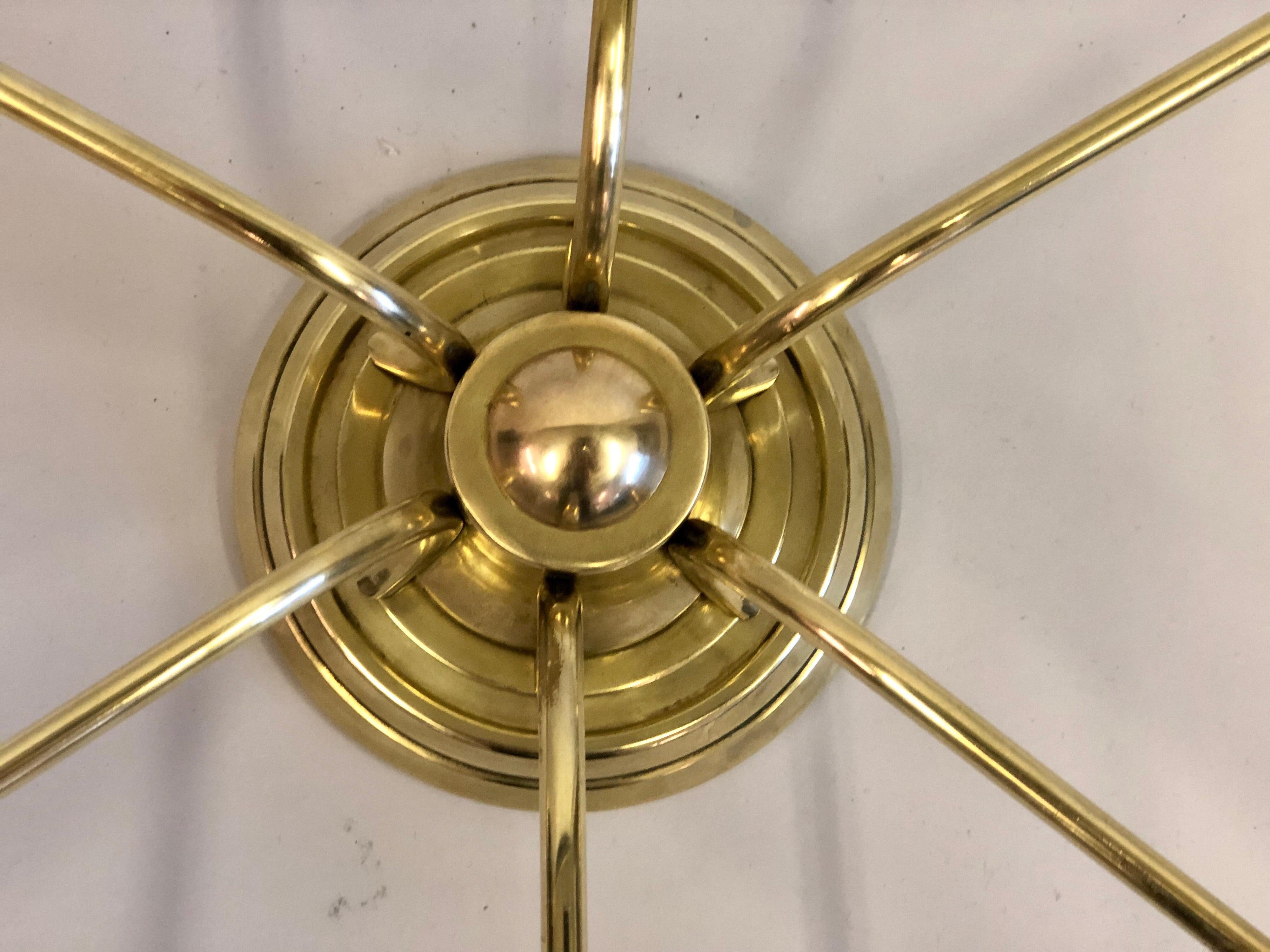 Italian Mid-Century Modern Brass Sunburst/Sputnik Flush Mount by Stilnovo For Sale 4