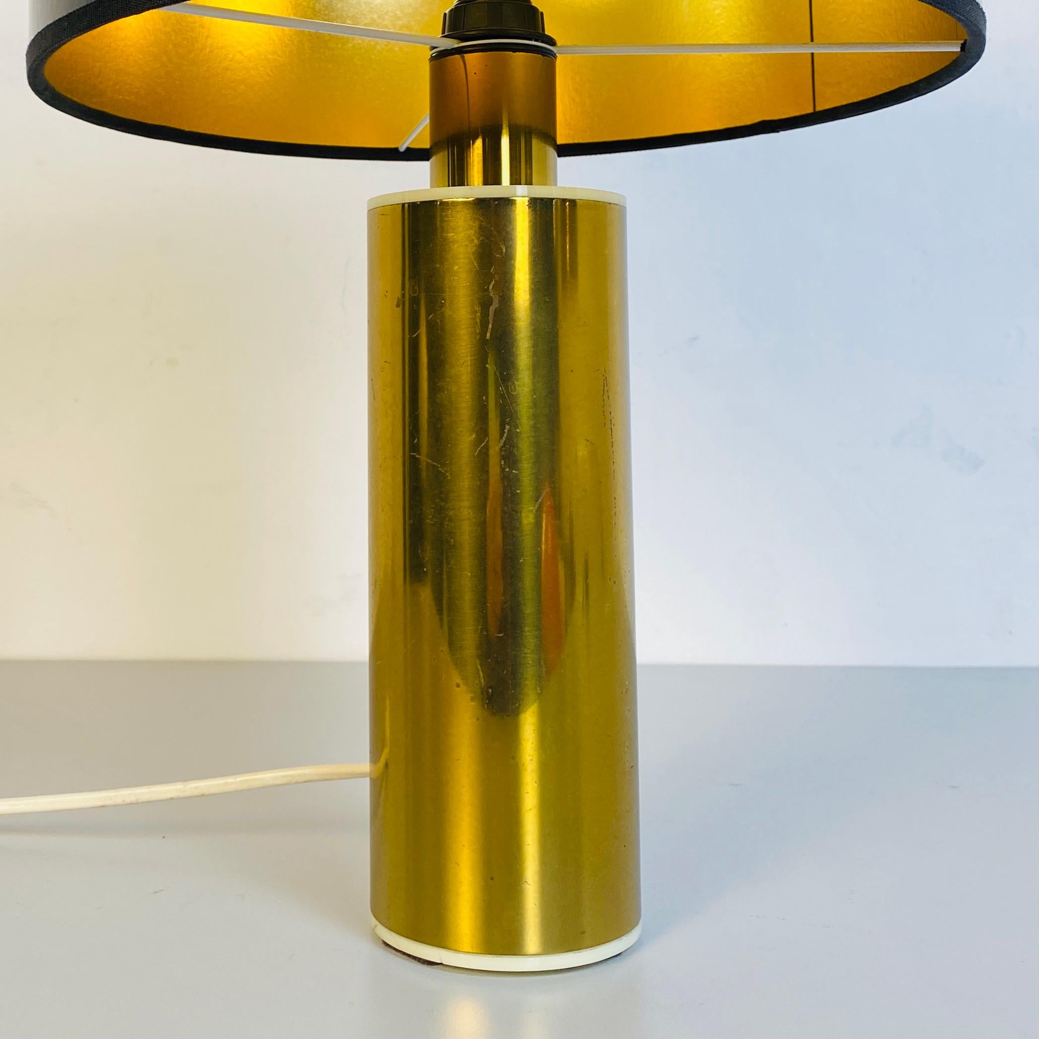 Italian Mid-Century Modern Brass Table Lamps with Cylindrical Lampshade, 1970s 6