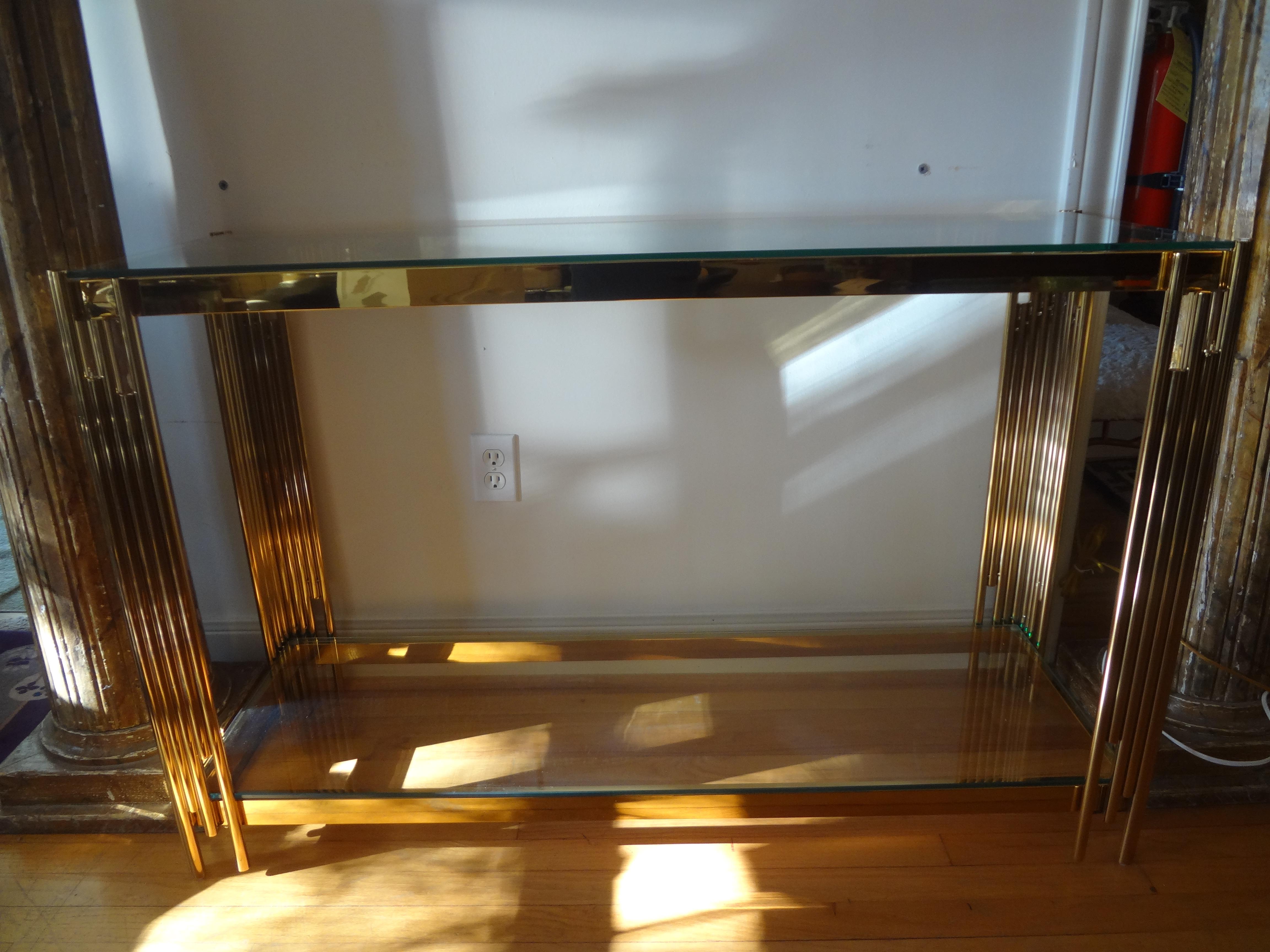 Italian Mid-Century Modern Brass Console Table 2