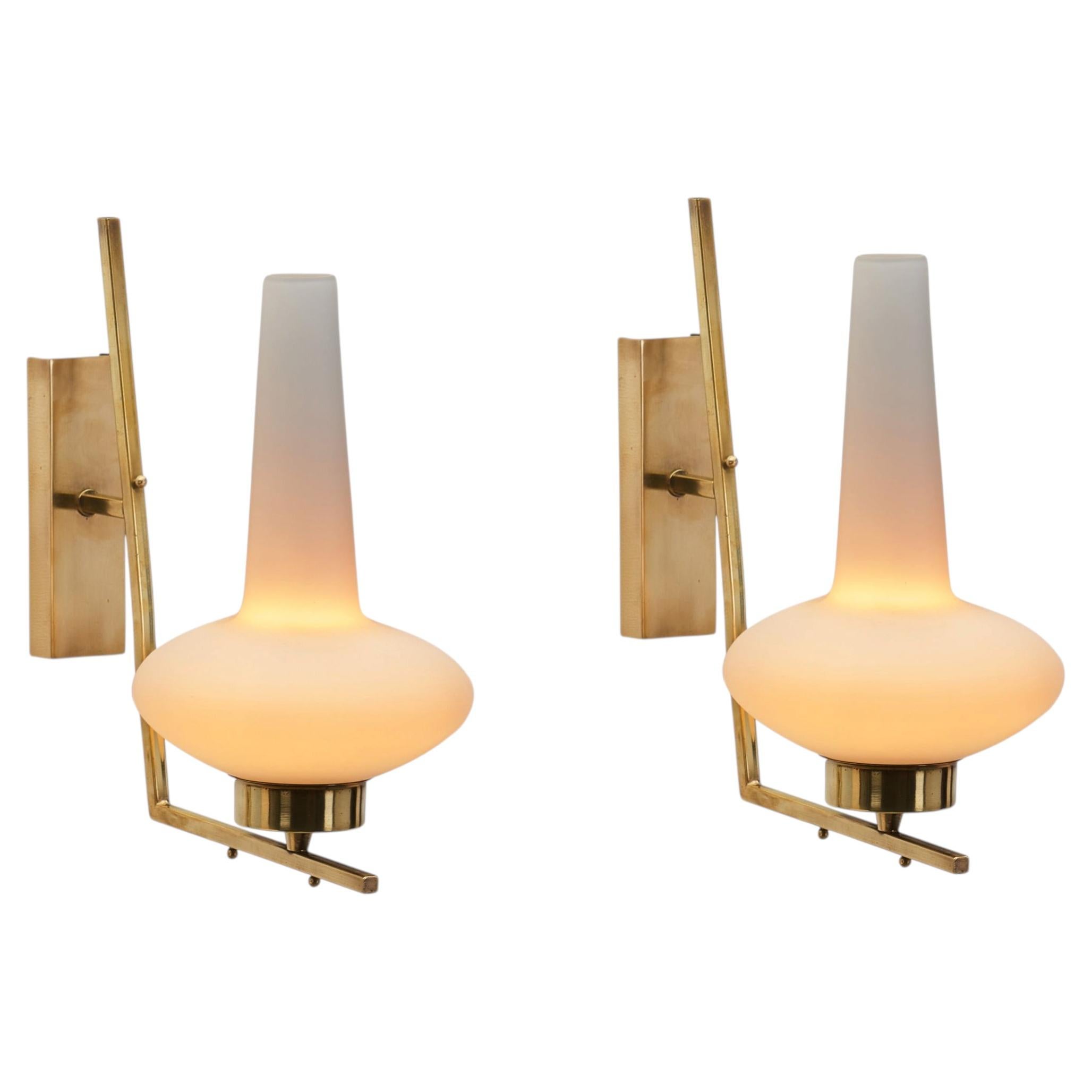 Italian Mid-Century Modern Brass Wall Lamps, Italy 1950s