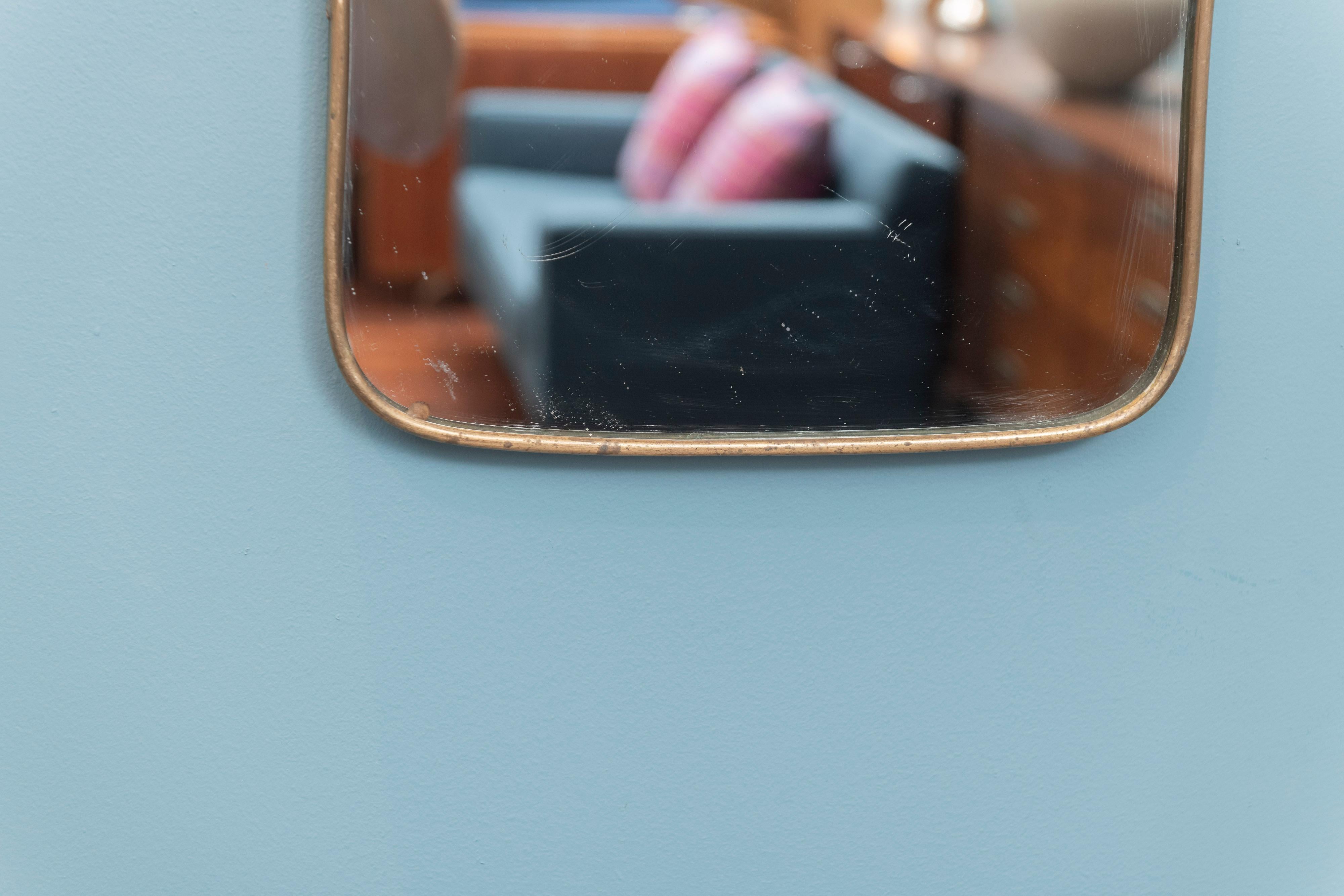 Mid-20th Century Italian Mid-Century Modern Brass Wall Mirror For Sale