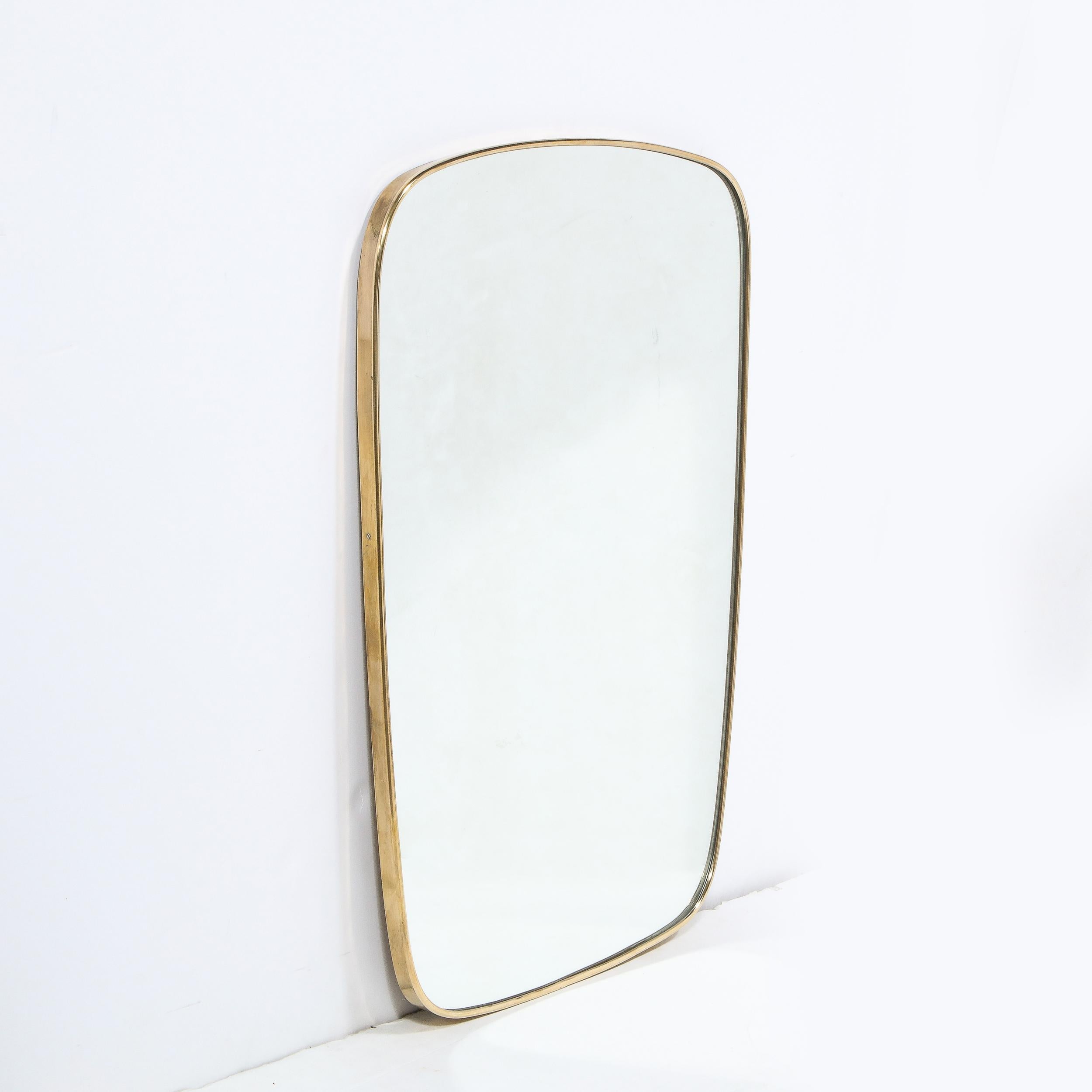 Italian Mid-Century Modern Brass Wrapped Atomic Wall Mirror In Excellent Condition In New York, NY