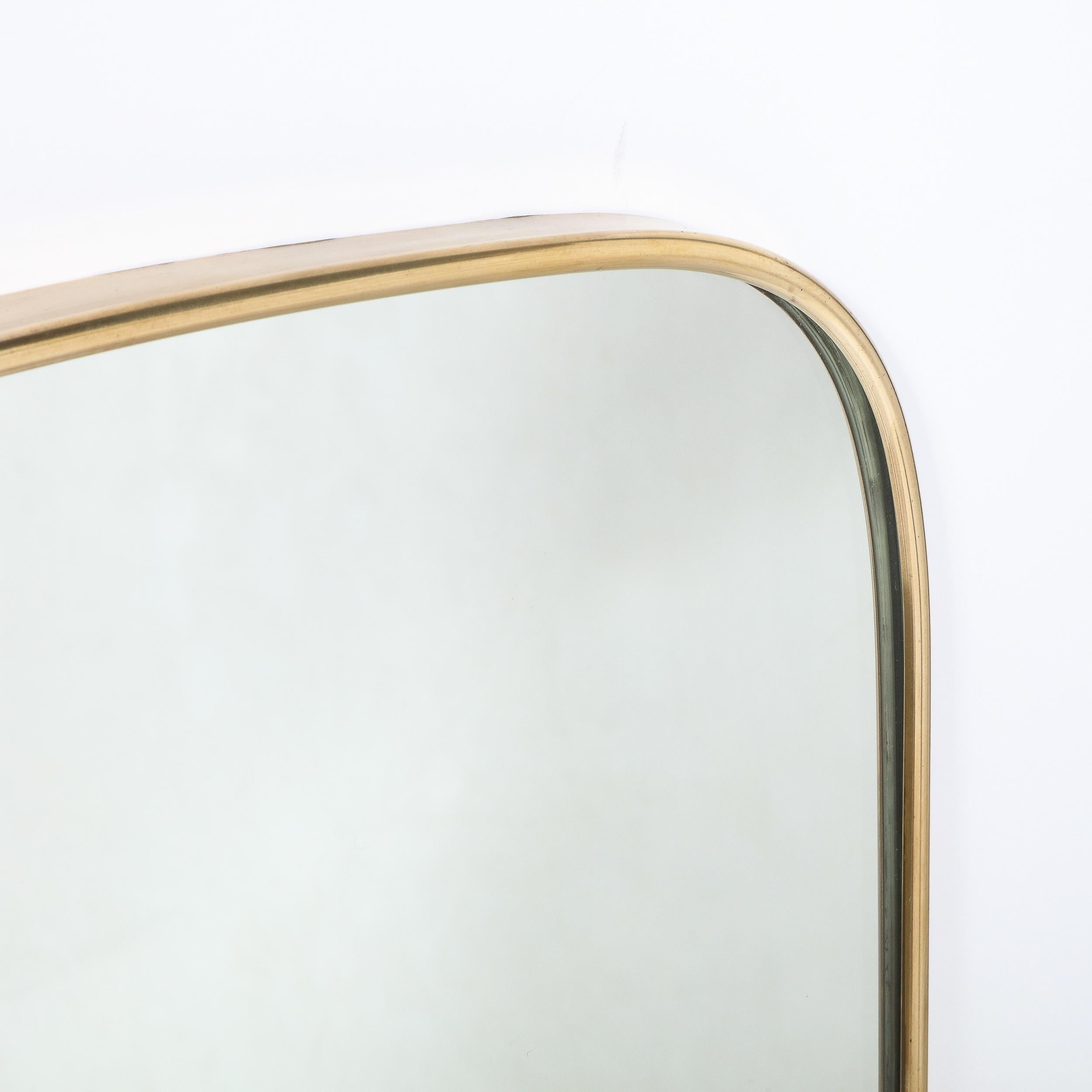 Italian Mid-Century Modern Brass Wrapped Atomic Wall Mirror 1