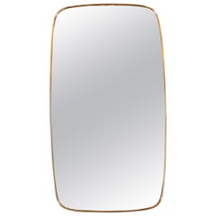 Italian Mid-Century Modern Brass Wrapped Atomic Wall Mirror