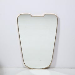 Italian Mid-Century Modern Brass Wrapped Shield Shaped Mirror