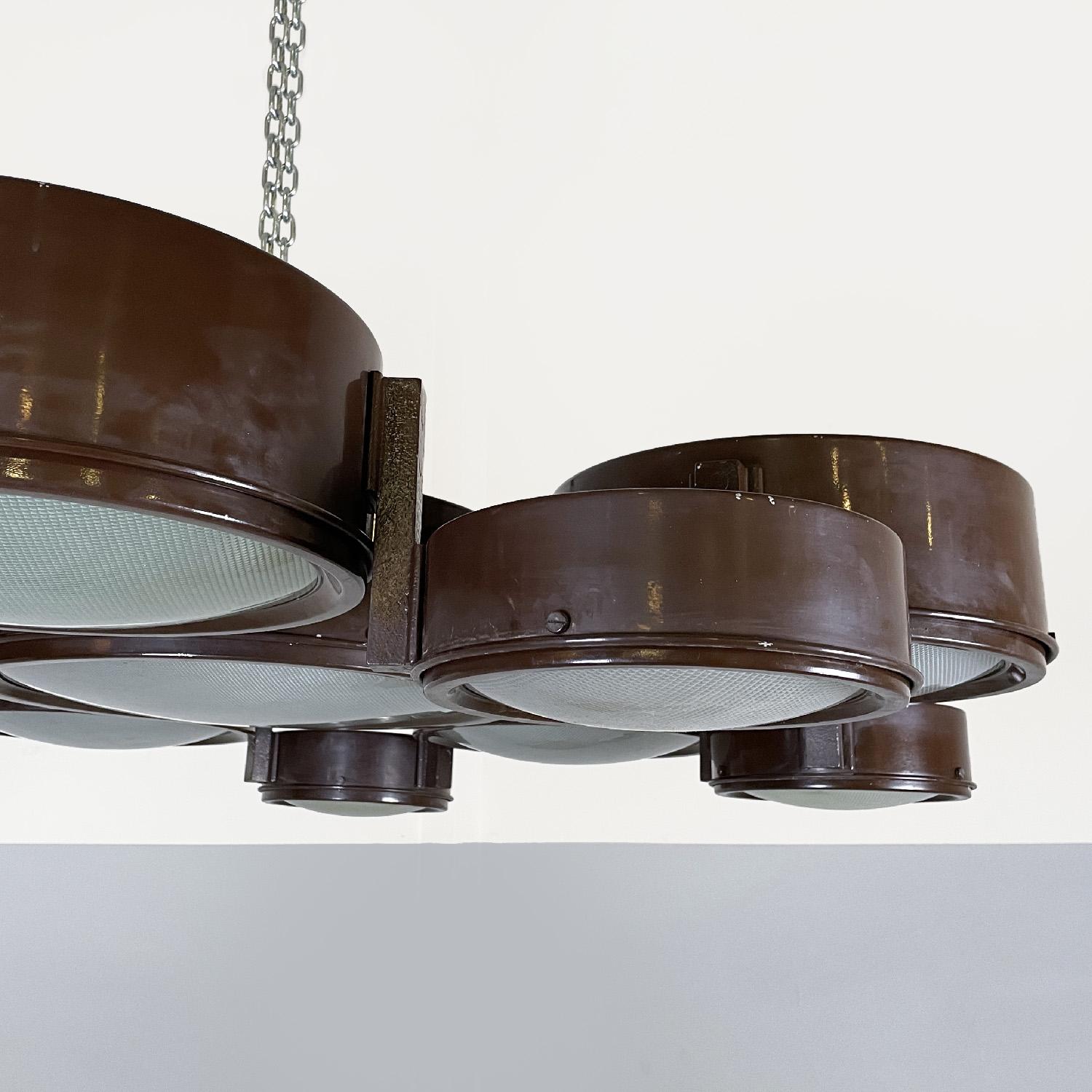 Italian mid-century modern brown ceiling lamp 2045 by BBPR for Arteluce, 1960s For Sale 5