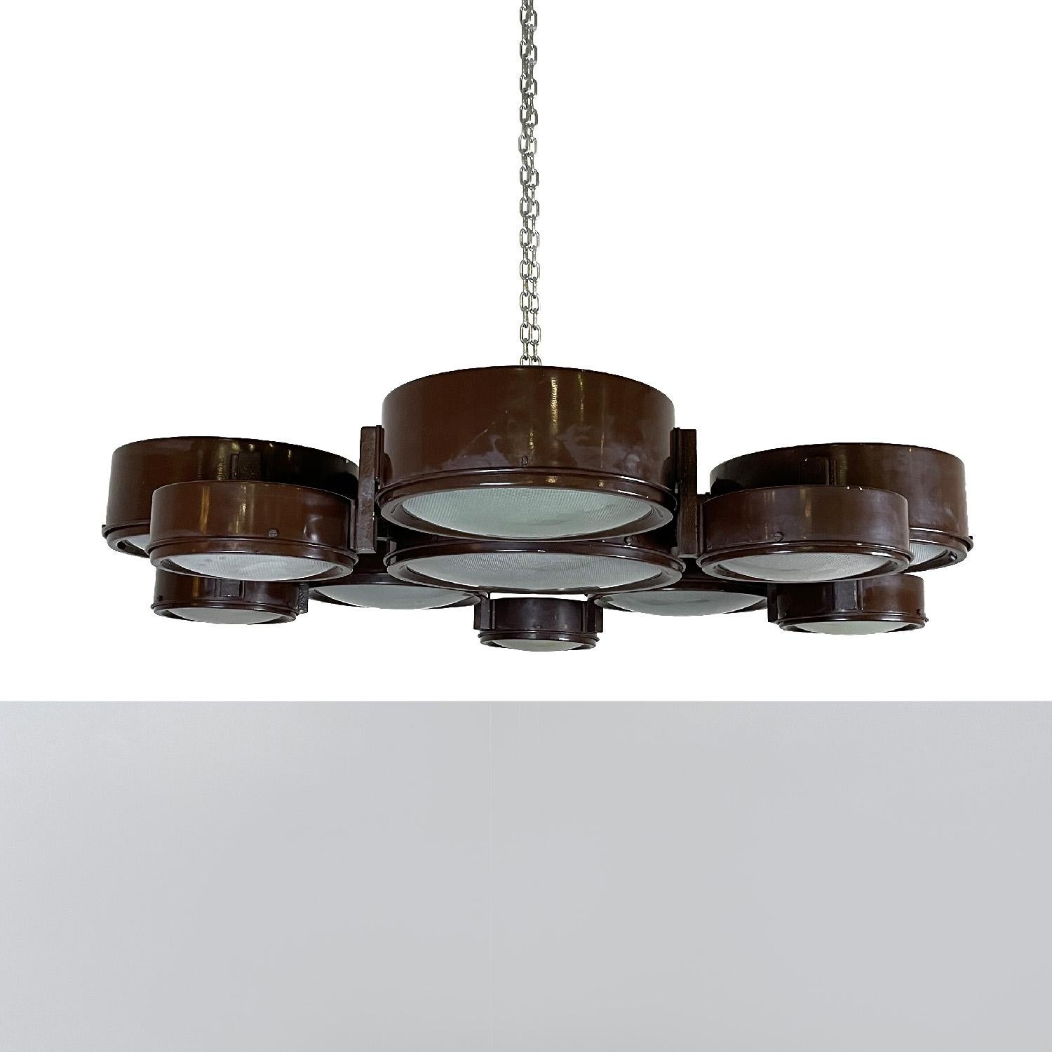 Mid-Century Modern Italian mid-century modern brown ceiling lamp 2045 by BBPR for Arteluce, 1960s For Sale