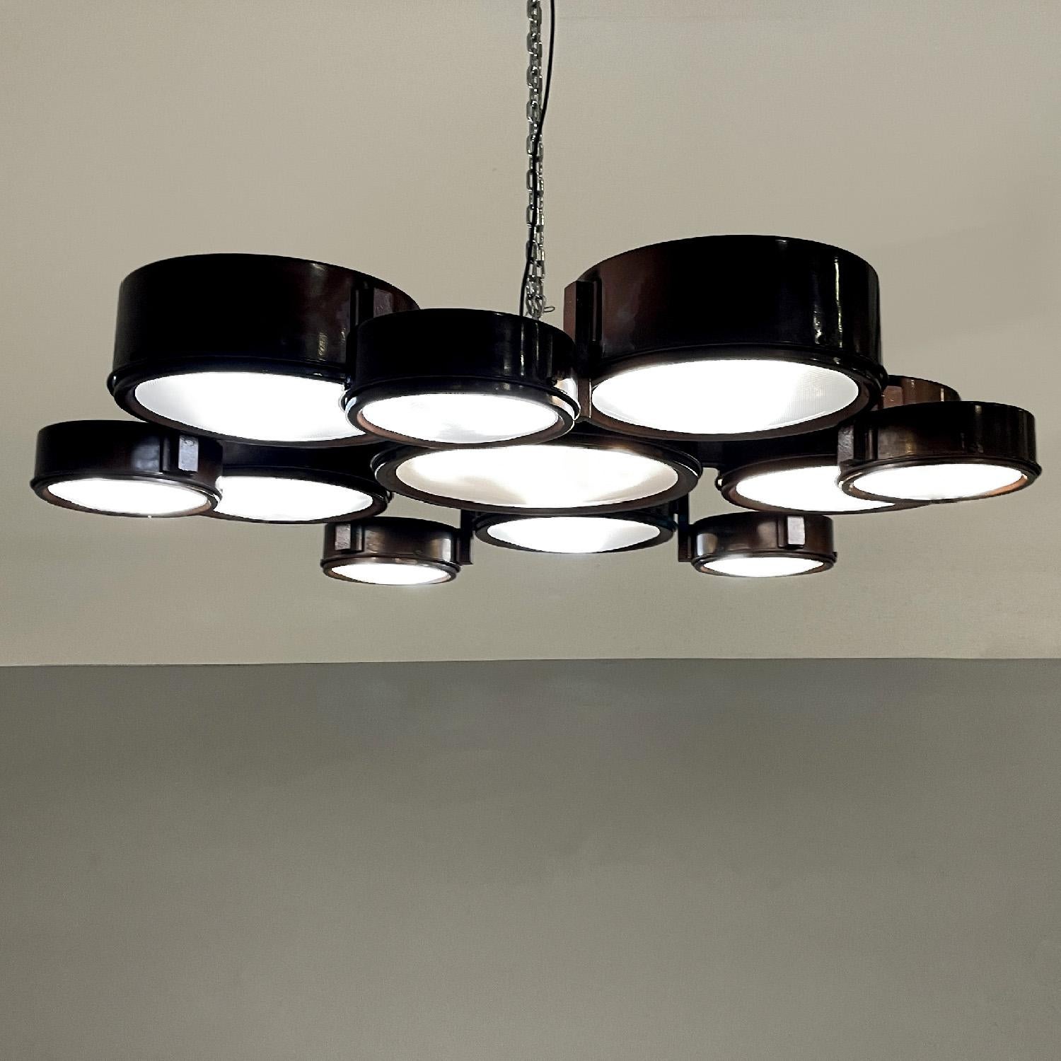 Metallo Italian mid-century modern brown ceiling lamp 2045 by BBPR for Arteluce, 1960s