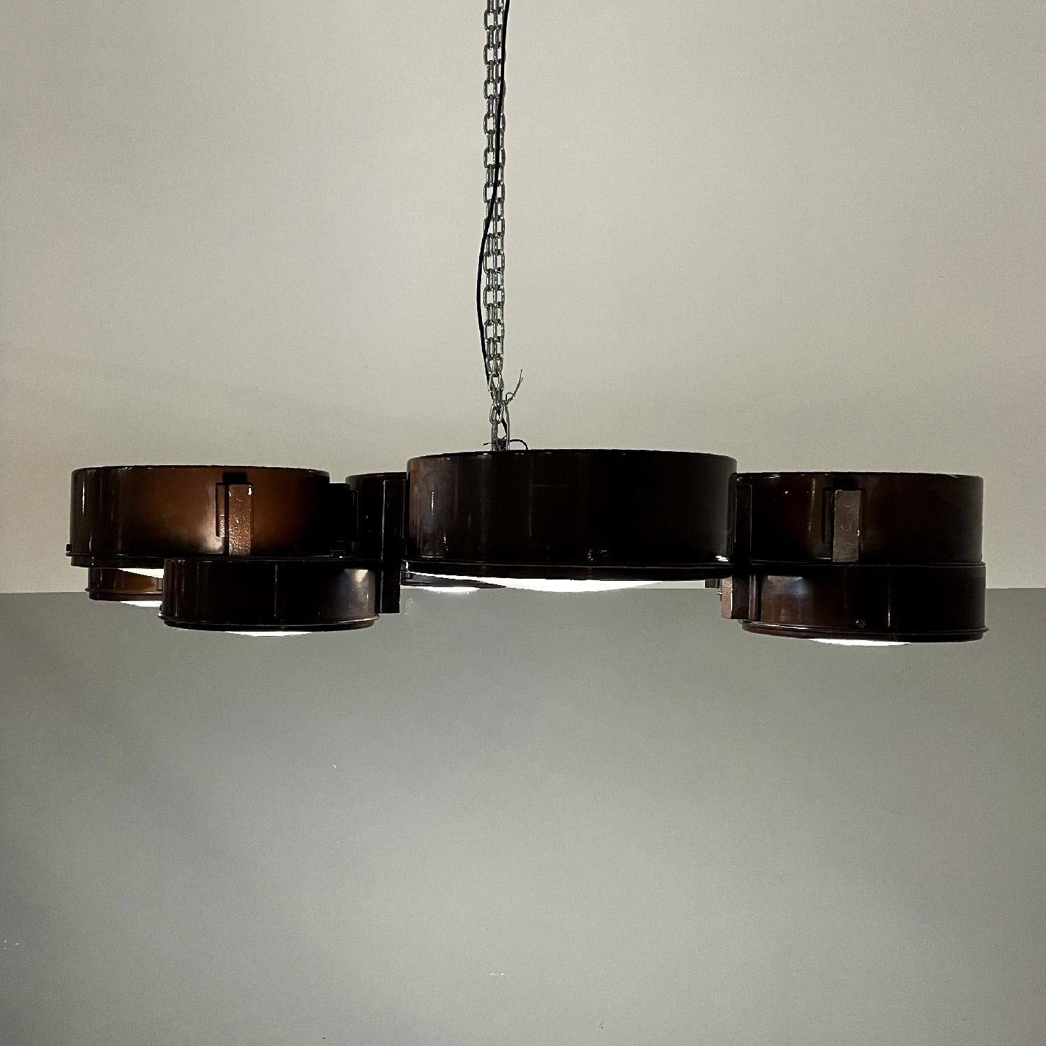 Italian mid-century modern brown ceiling lamp 2045 by BBPR for Arteluce, 1960s For Sale 1