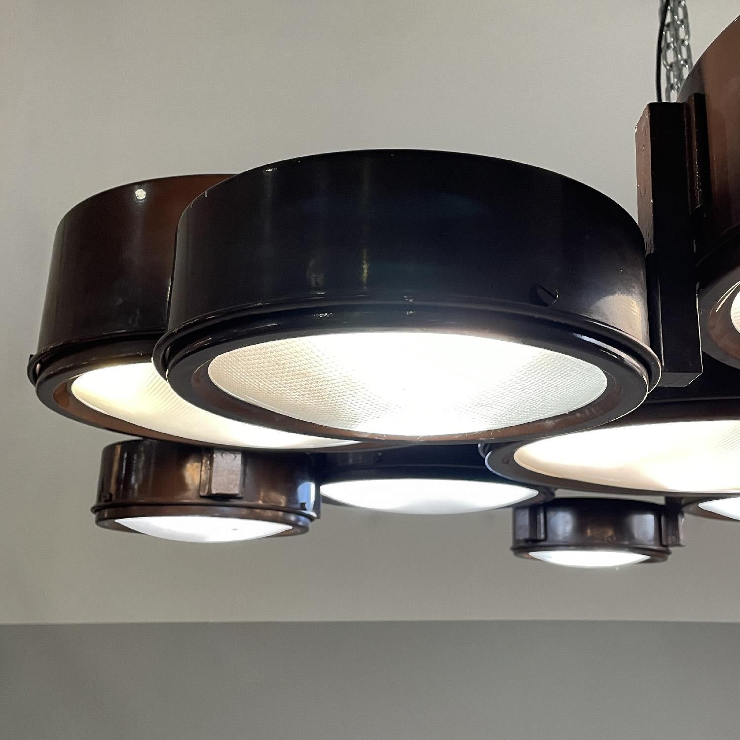 Italian mid-century modern brown ceiling lamp 2045 by BBPR for Arteluce, 1960s For Sale 3