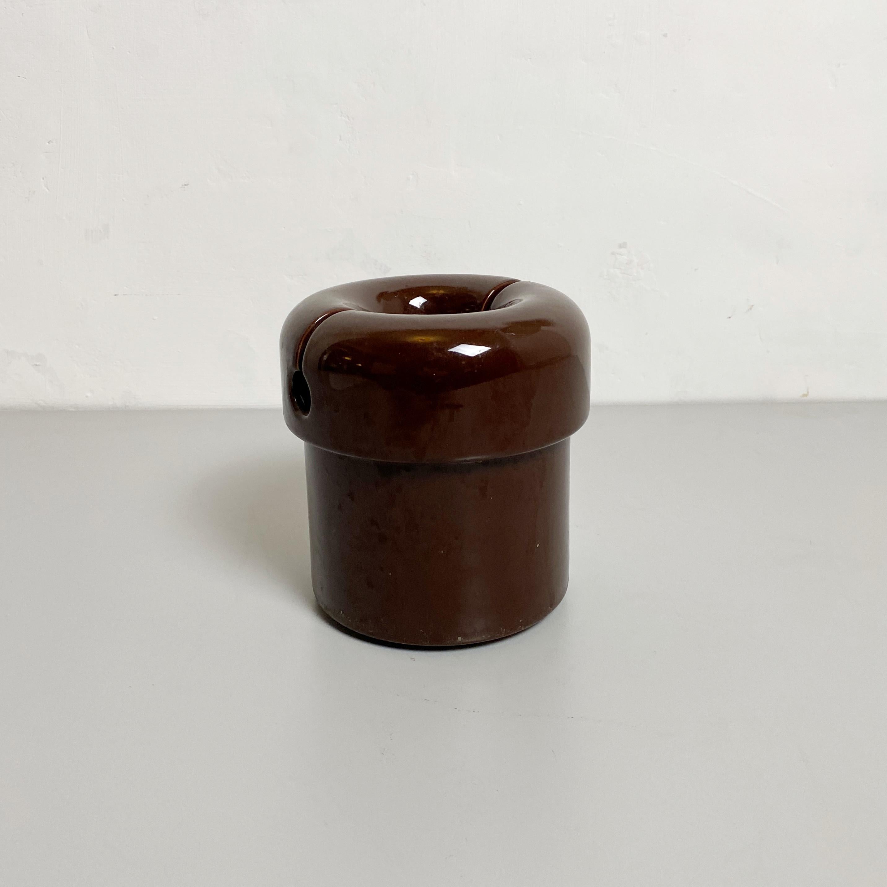 Italian Mid-Century Modern Brown Ceramic Vase by Lineareorm, 1960s For Sale 6