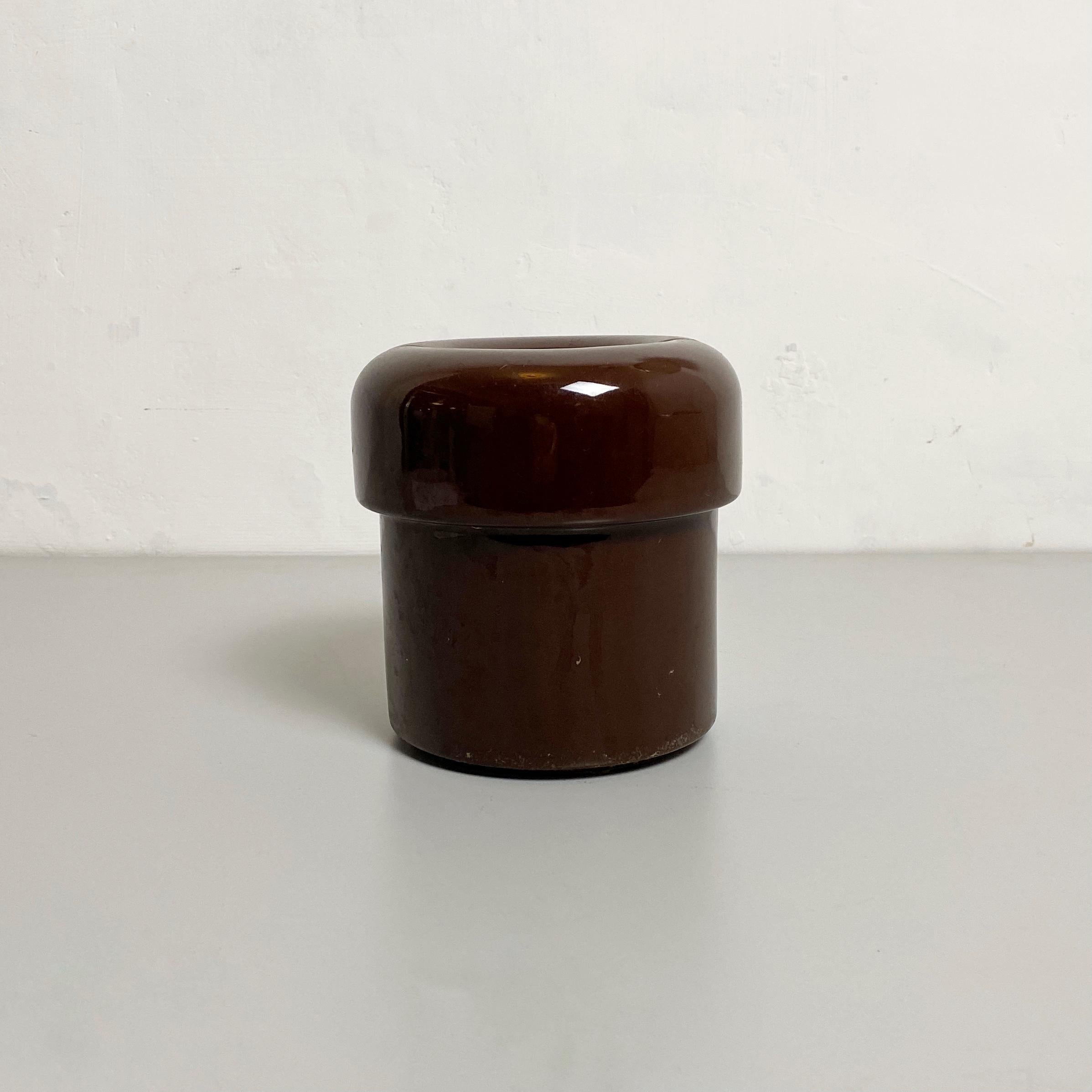 Italian Mid-Century Modern Brown Ceramic Vase by Lineareorm, 1960s In Good Condition For Sale In MIlano, IT