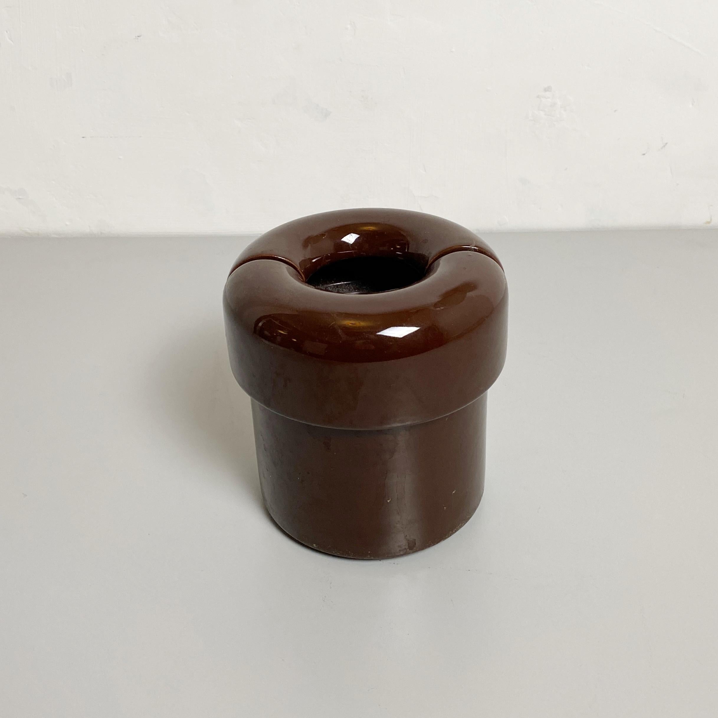 Mid-20th Century Italian Mid-Century Modern Brown Ceramic Vase by Lineareorm, 1960s For Sale