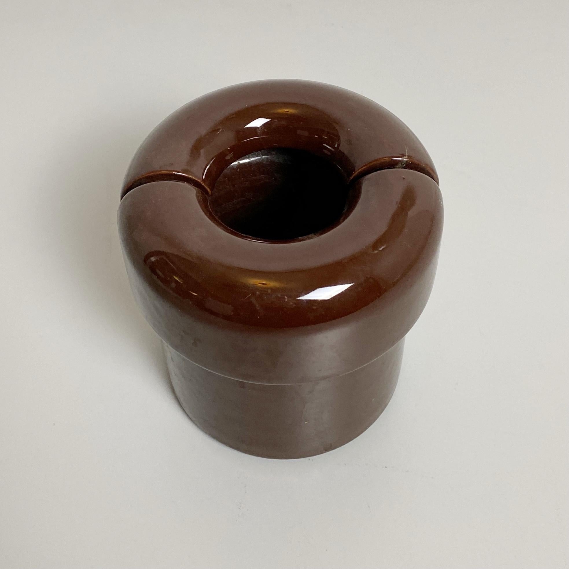 Italian Mid-Century Modern Brown Ceramic Vase by Lineareorm, 1960s For Sale 1