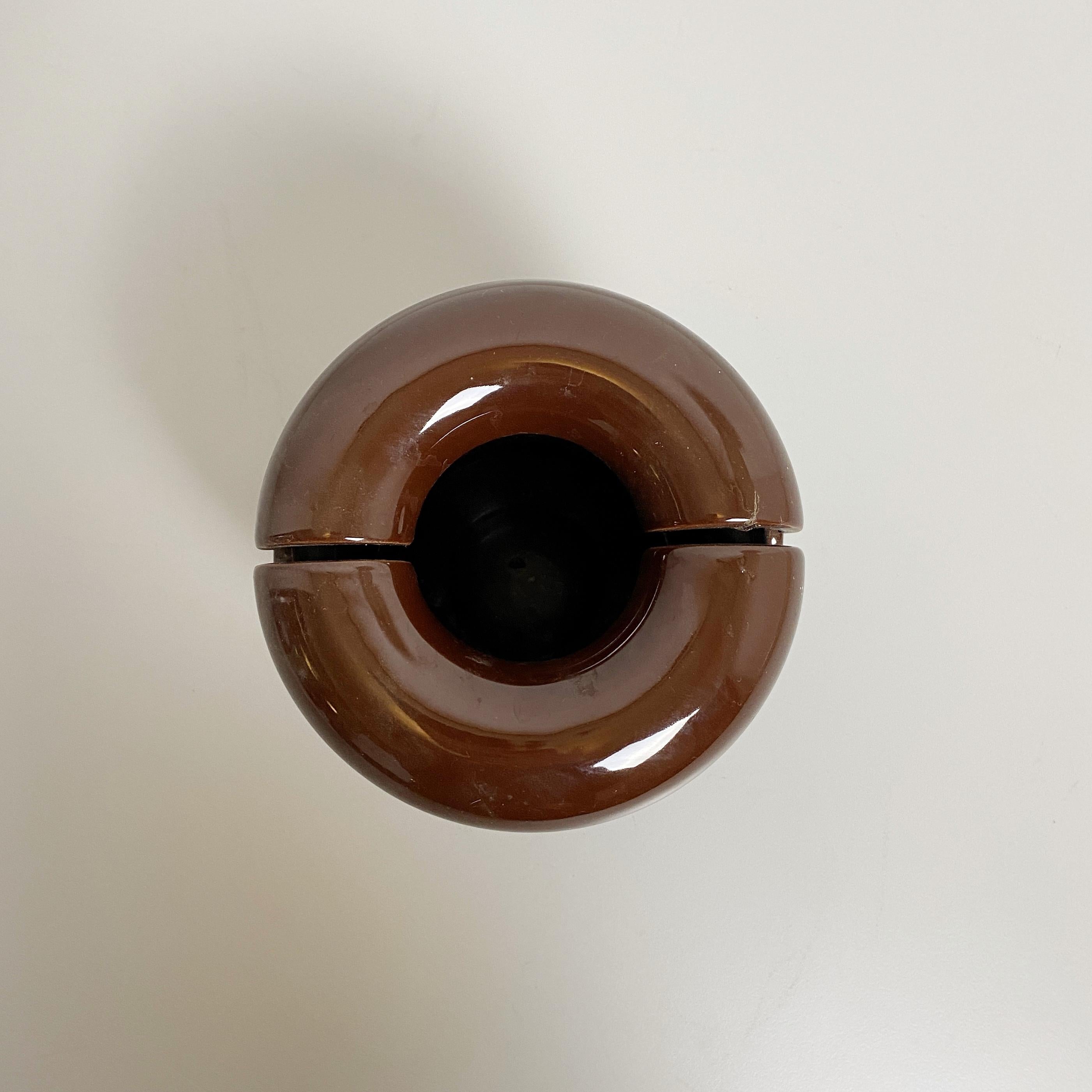 Italian Mid-Century Modern Brown Ceramic Vase by Lineareorm, 1960s For Sale 2