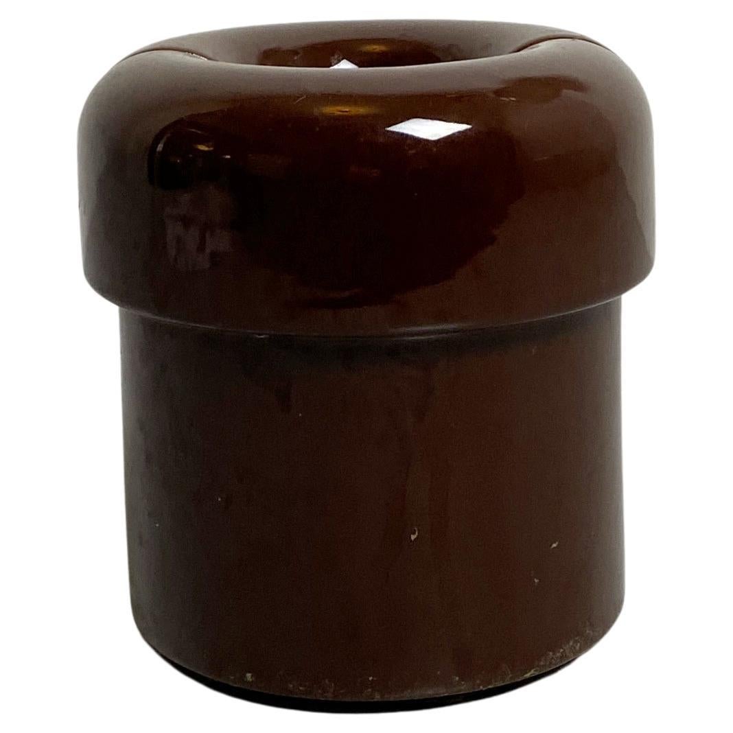 Italian Mid-Century Modern Brown Ceramic Vase by Lineareorm, 1960s For Sale