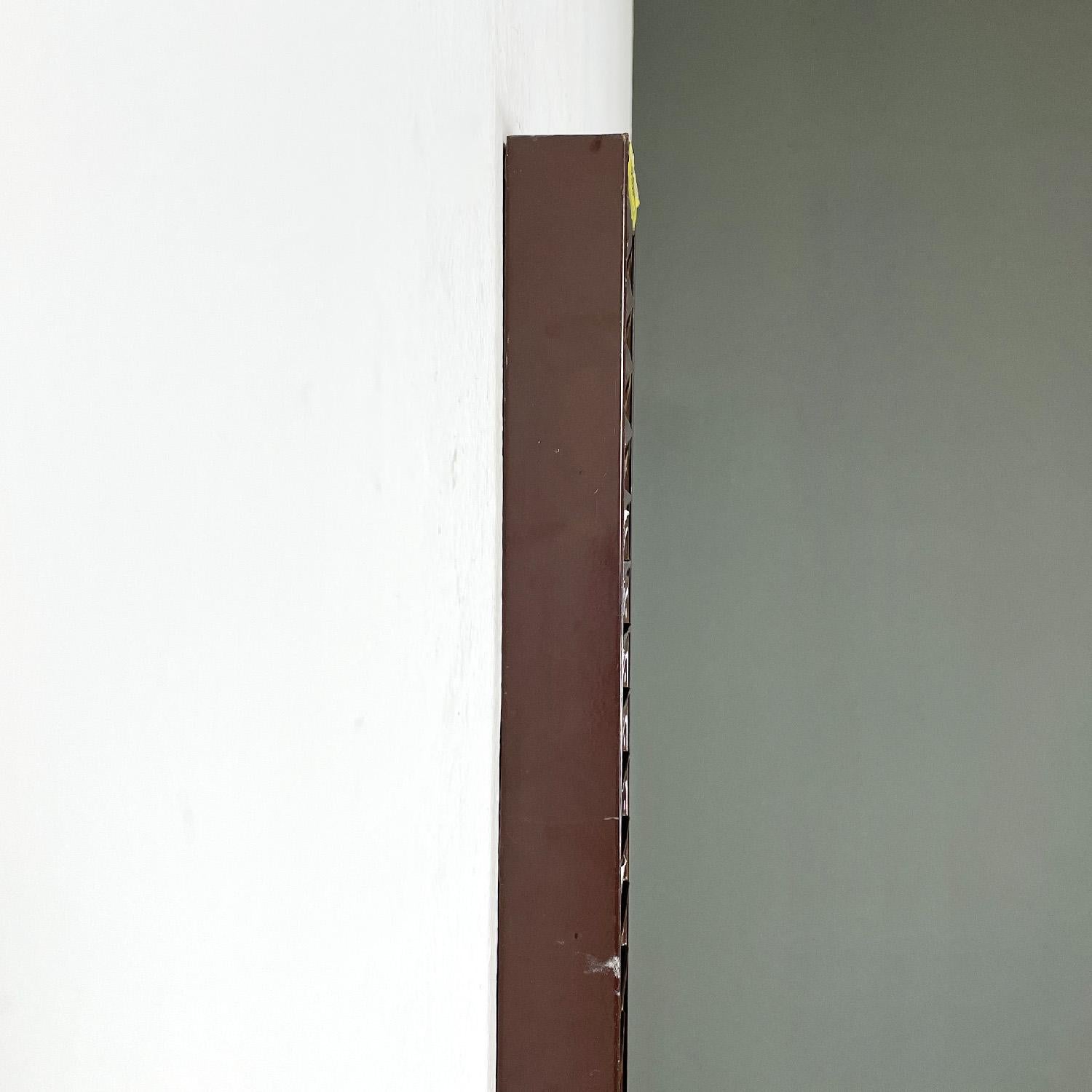 Italian mid-century modern brown metal wall filing cabinet card holder, 1960s In Fair Condition For Sale In MIlano, IT