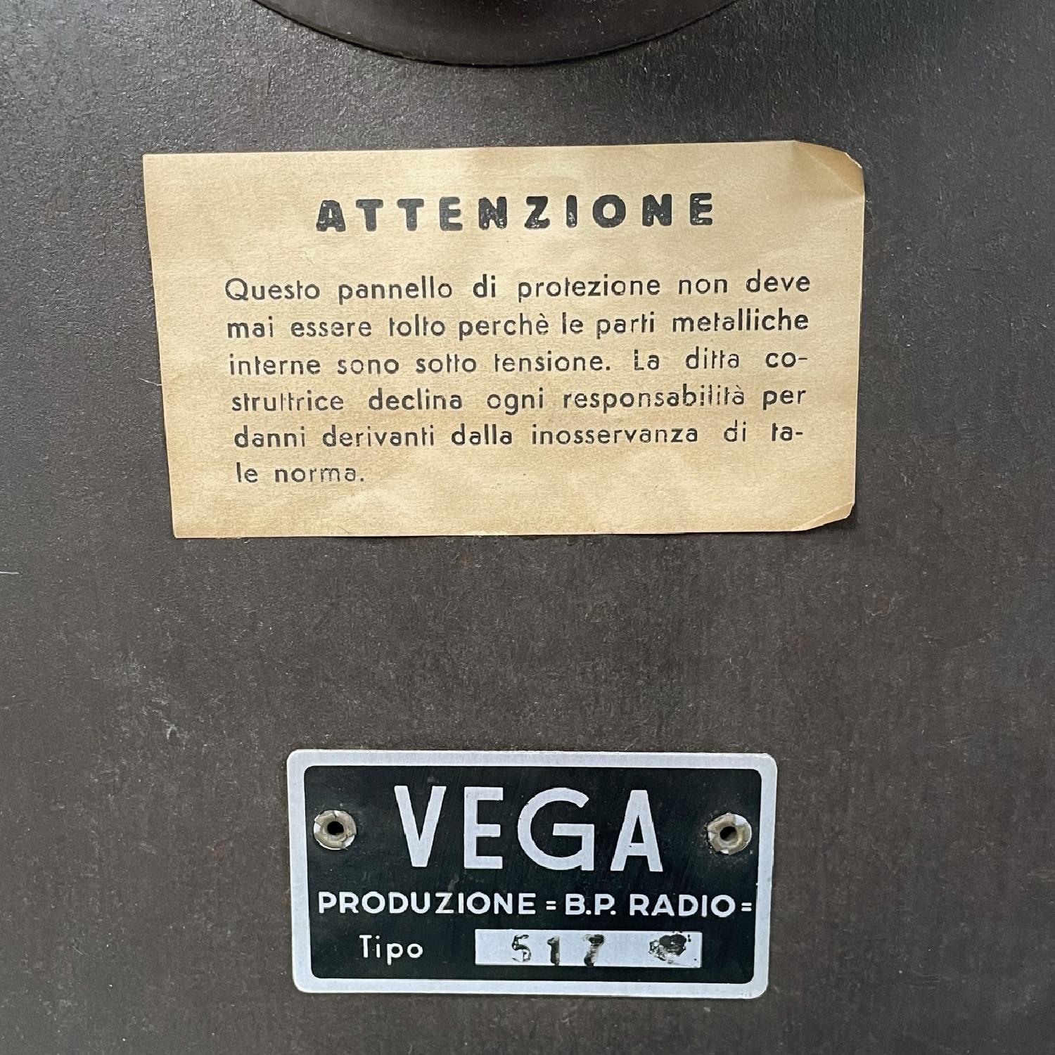 Italienischer Fernseher aus braunem Holz und Messing aus der Mitte des Jahrhunderts von Vega, 1950er Jahre im Angebot 9
