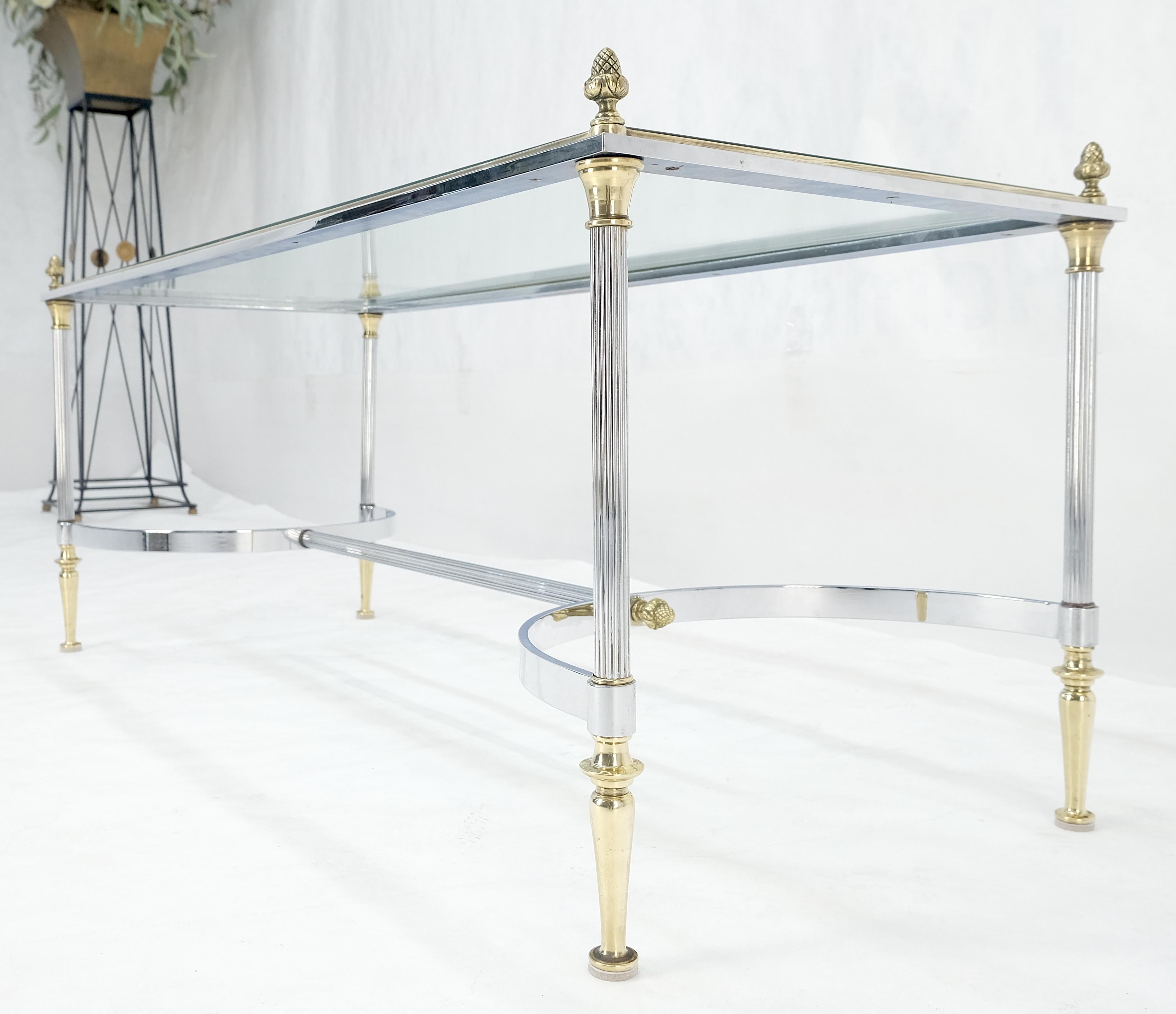 Italienisch Mid Century Modern c1970s Chrom Messing Glas Couchtisch Eicheln Finials im Angebot 6