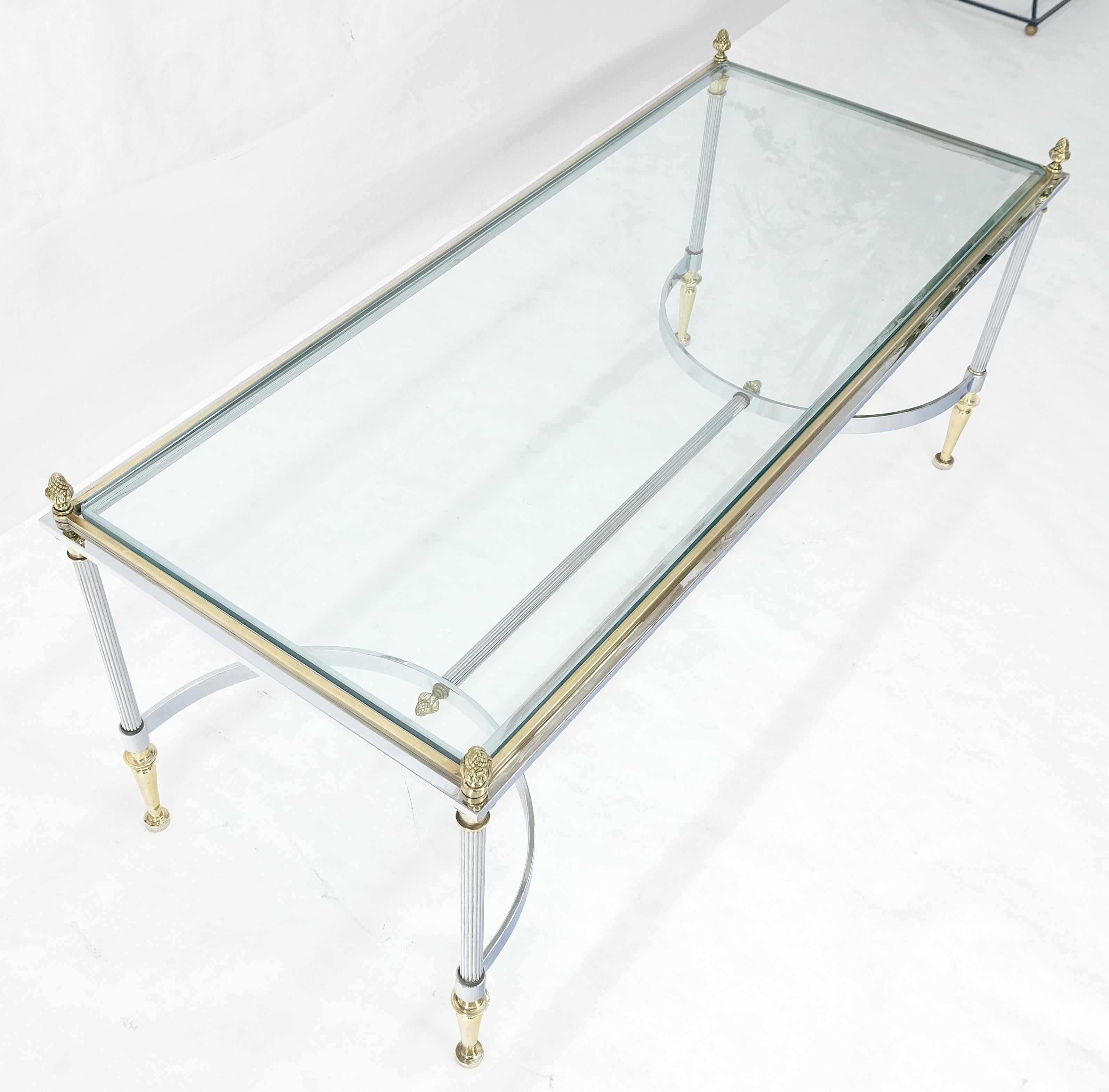 Italienisch Mid Century Modern c1970s Chrom Messing Glas Couchtisch Eicheln Finials im Angebot 7