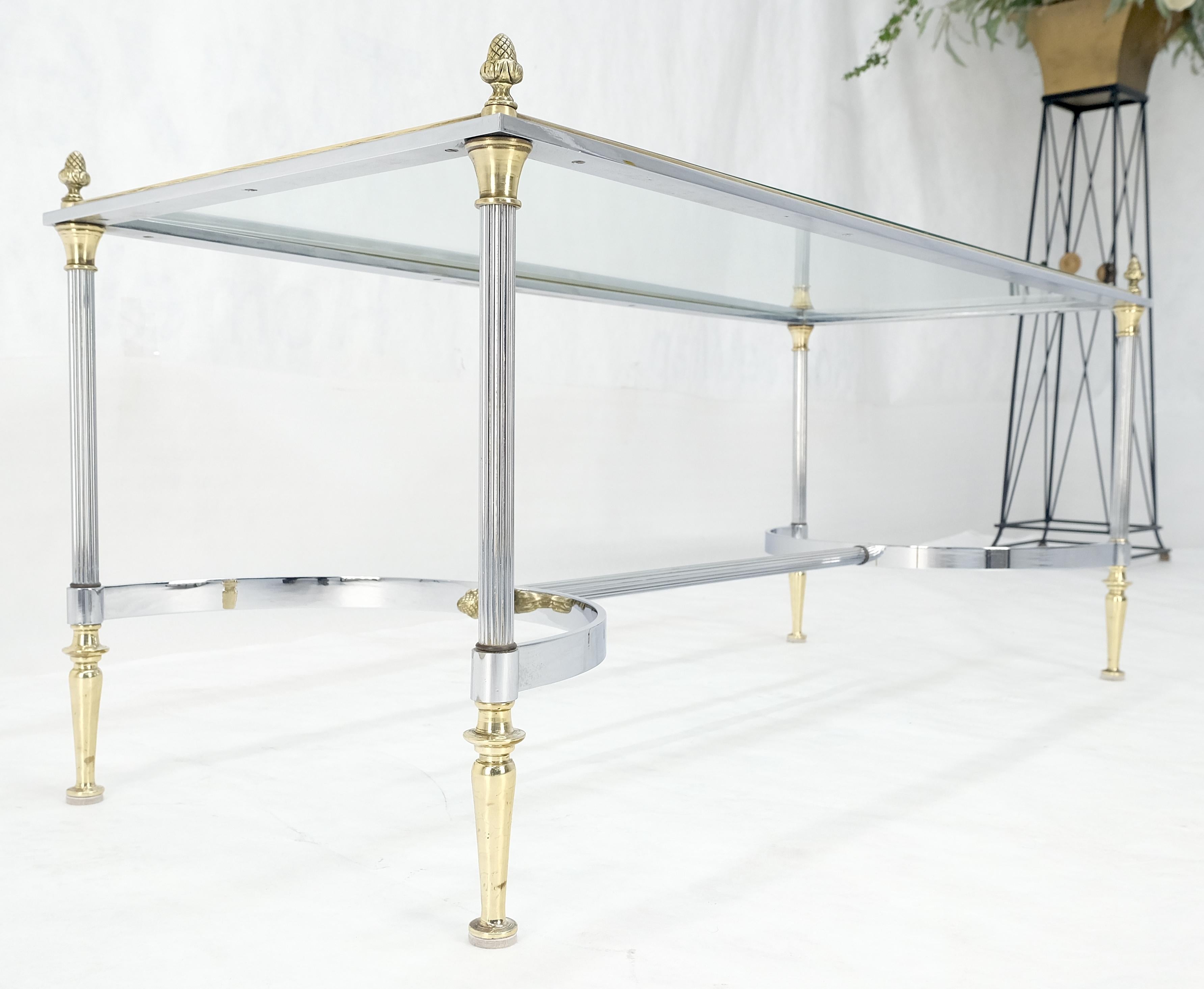 Italienisch Mid Century Modern c1970s Chrom Messing Glas Couchtisch Eicheln Finials im Angebot 8