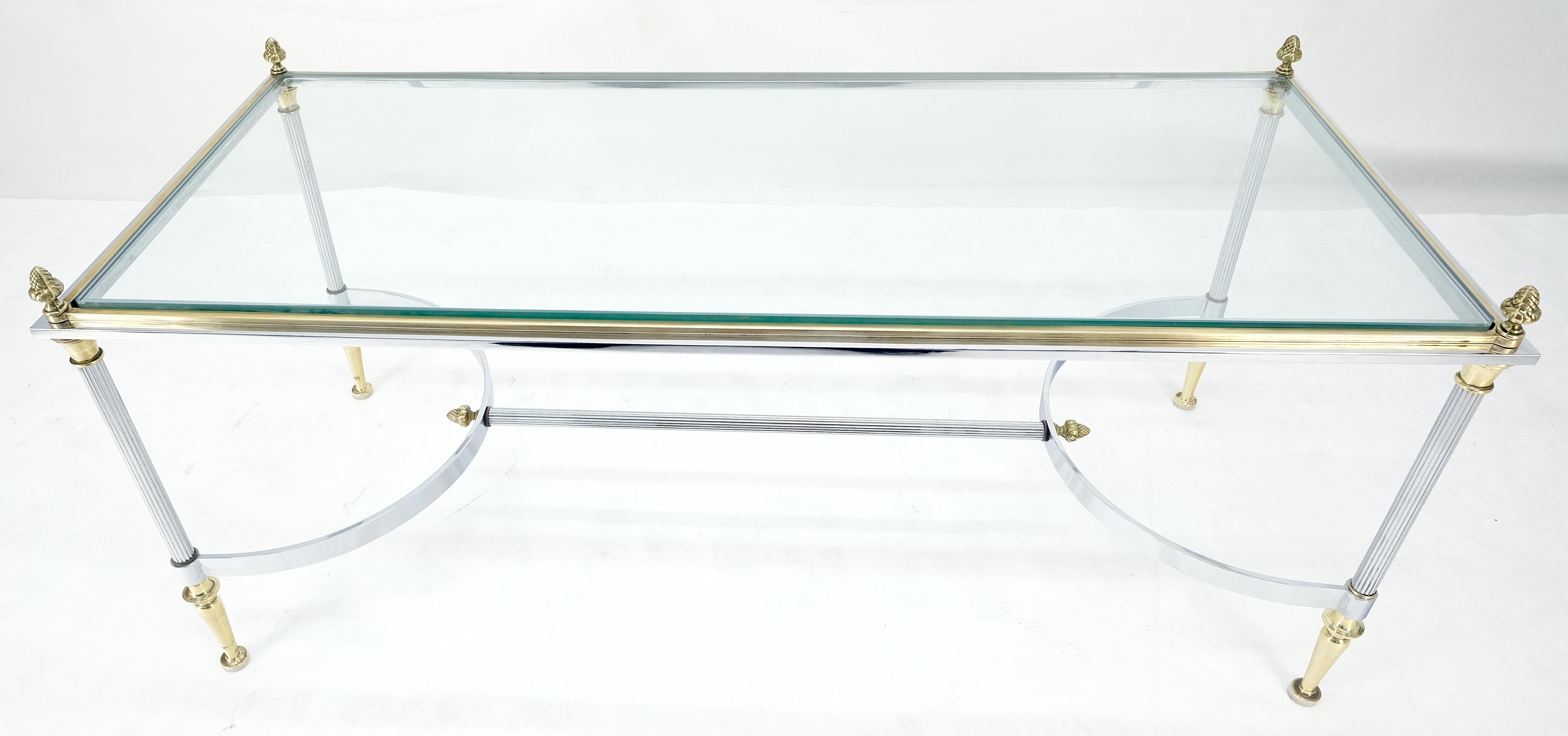 Italienisch Mid Century Modern c1970s Chrom Messing Glas Couchtisch Eicheln Finials im Angebot 9