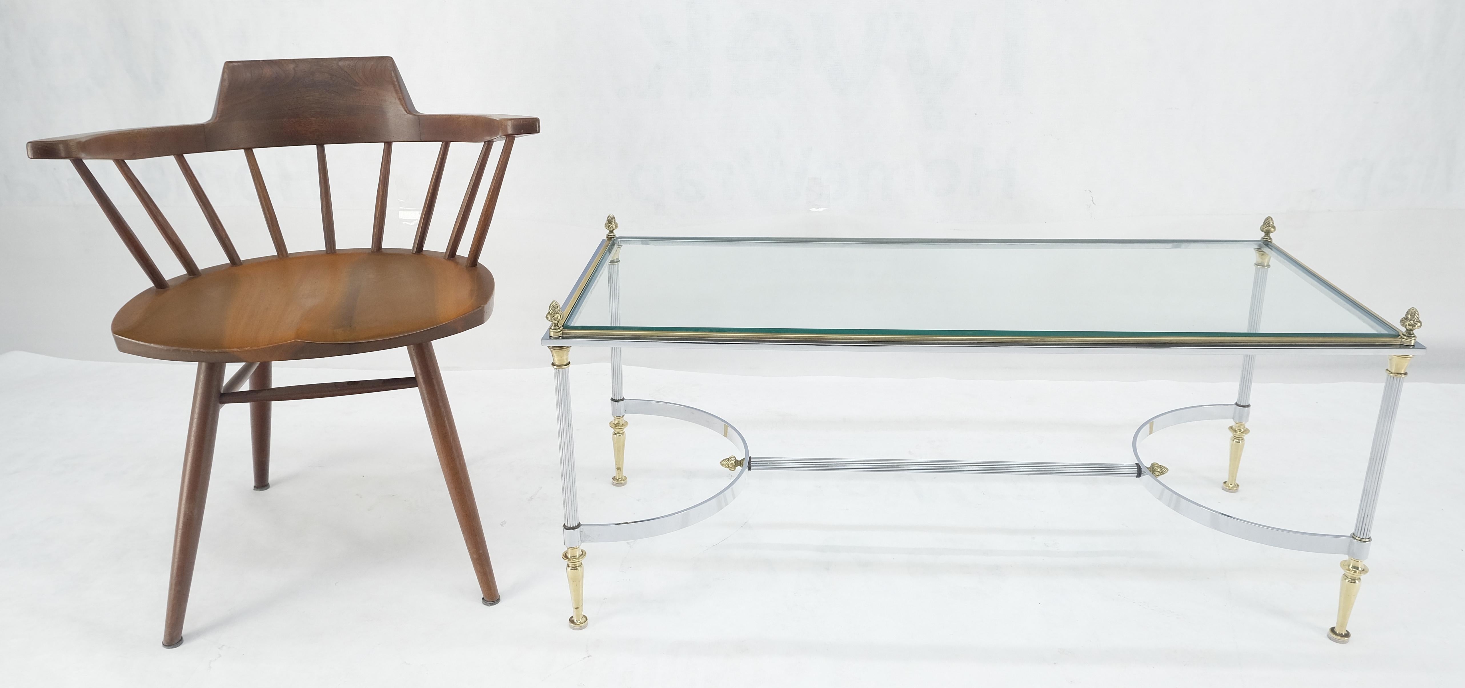 Italienisch Mid Century Modern c1970s Chrom Messing Glas Couchtisch Eicheln Finials im Angebot 2