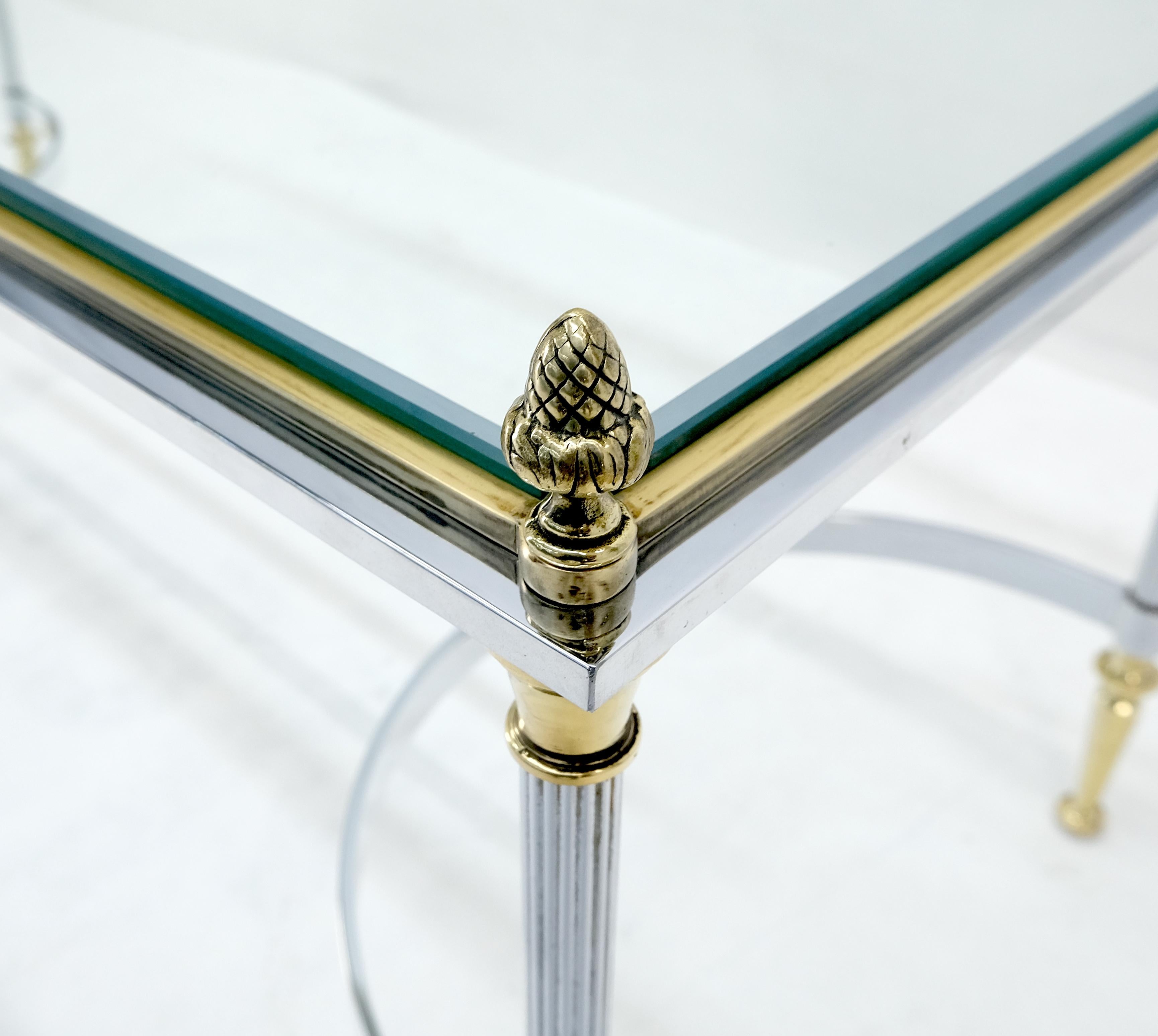 Italienisch Mid Century Modern c1970s Chrom Messing Glas Couchtisch Eicheln Finials im Angebot 5
