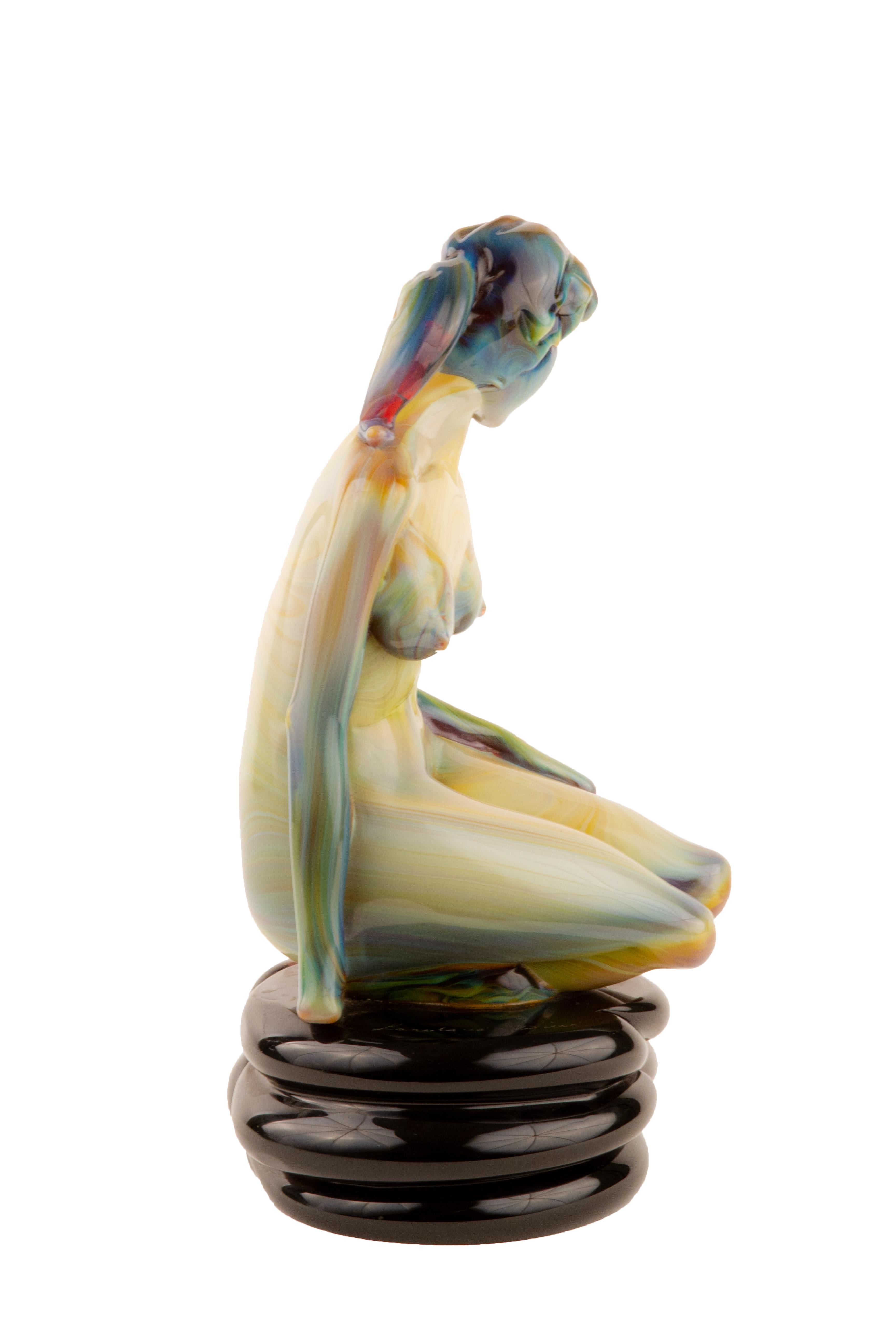 Italian Mid-Century Modern Calcedonia Art Glass Sculpture by, Loredano Rosin In Good Condition In Englewood, NJ