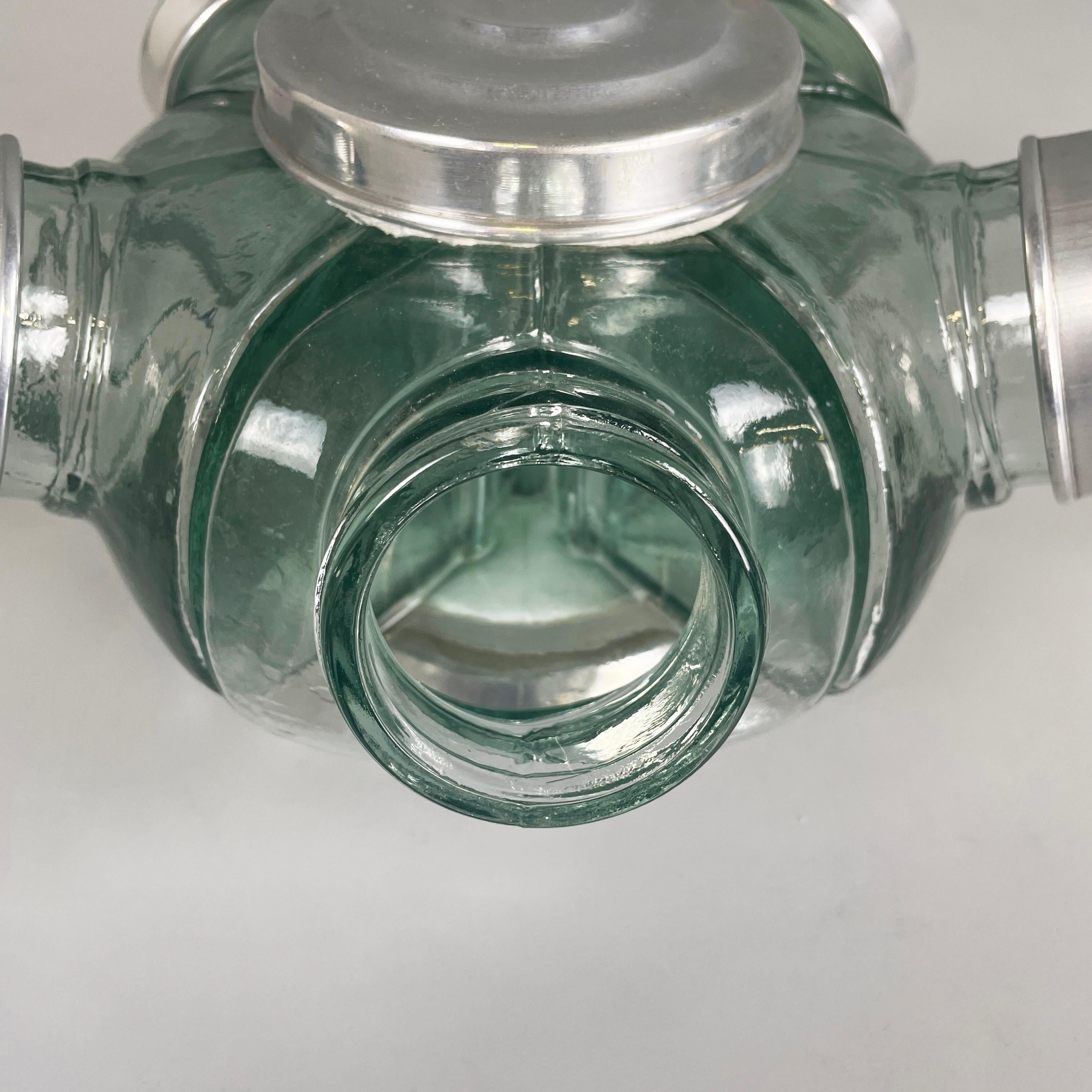 Italian mid-century modern Candy holder in aqua green glass and metal, 1950s 2