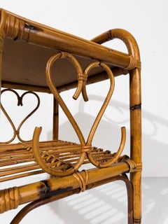 Italian Mid Century Modern Cane, Bamboo and Rattan Bedside Table , Riviera Style