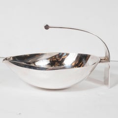 Italian Mid-Century Modern Cantilevered Silverplated Decorative Dish Signed Mesa
