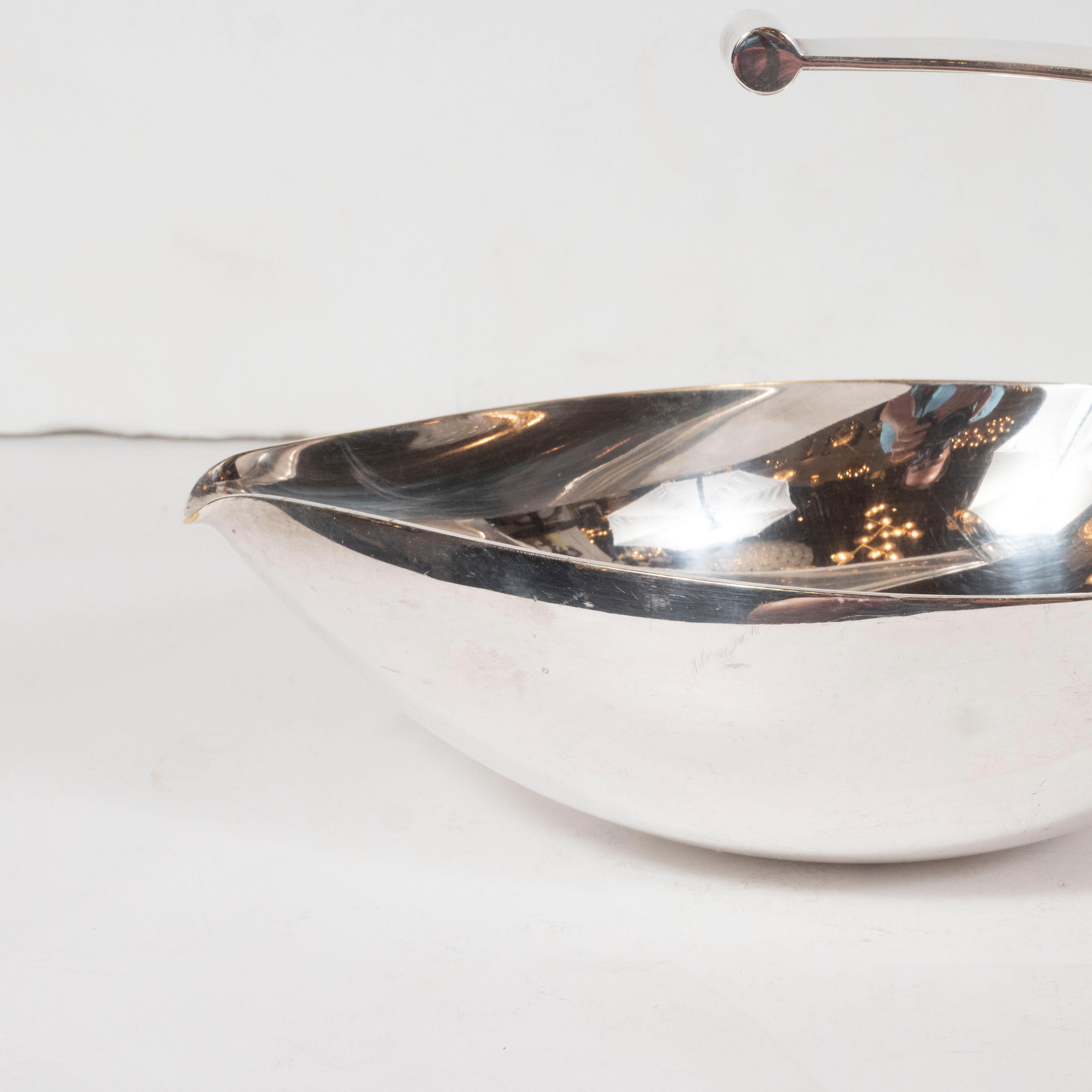 Mid-20th Century Italian Mid-Century Modern Cantilevered Silverplated Decorative Dish Signed Mesa