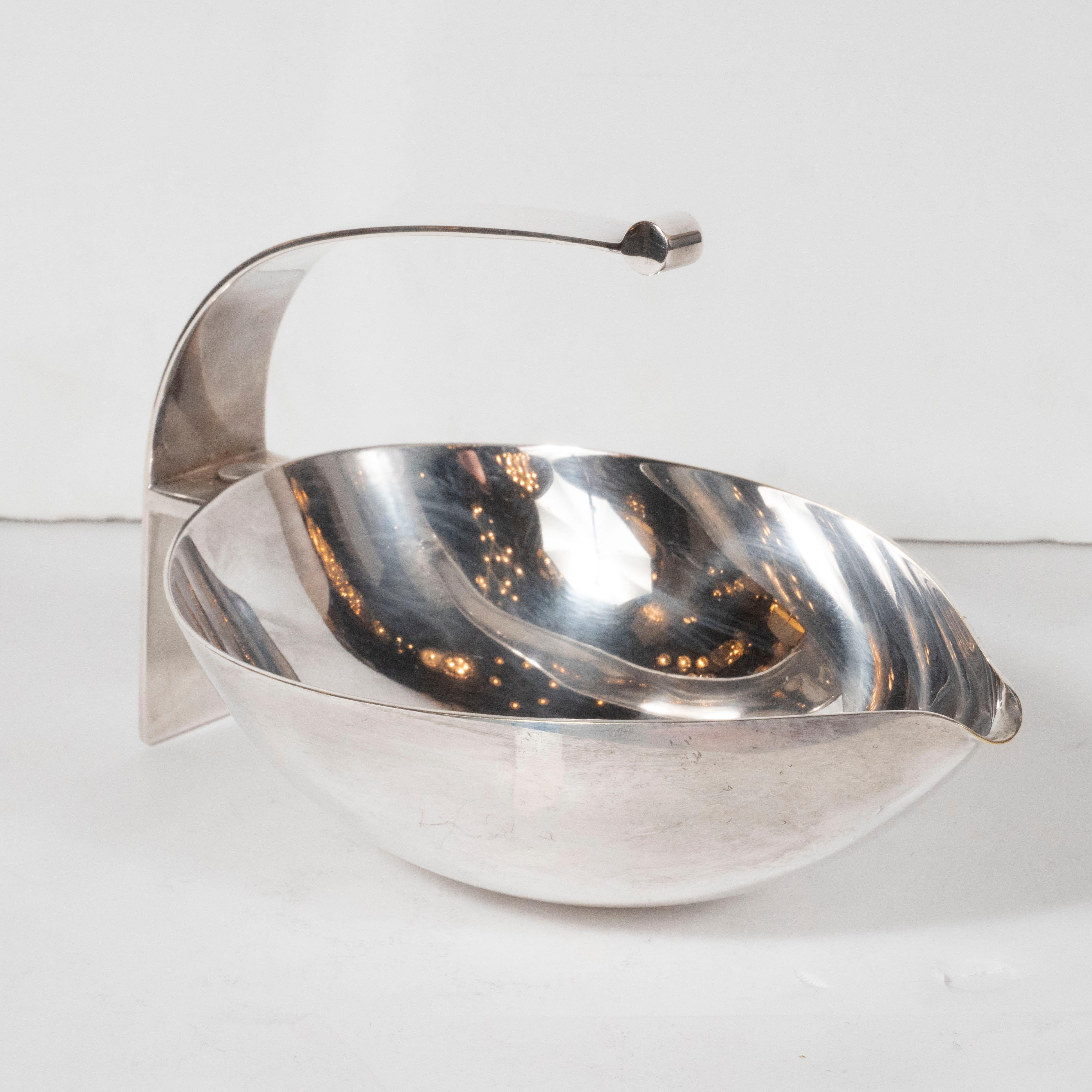 Italian Mid-Century Modern Cantilevered Silverplated Decorative Dish Signed Mesa 3